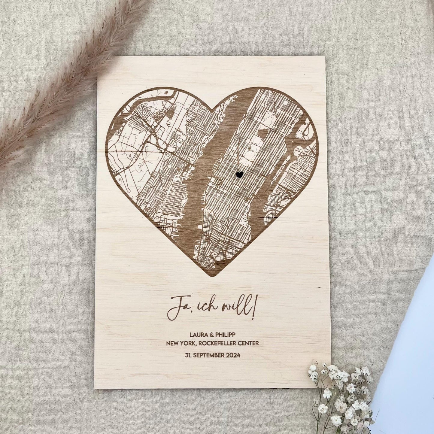 Koordinatenkarte aus Holz personalisiert – Hochzeitsgeschenk & Erinnerung für Paare