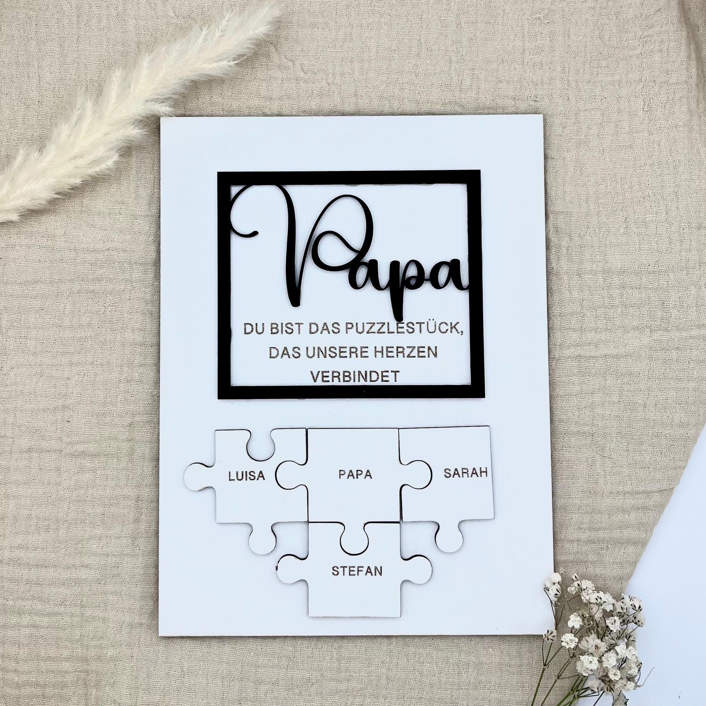 Personalisiertes Puzzle Bild Papa Geschenk mit Namen Du bist das Puzzlestück das unsere Herzen verbindet Geschenk Vatertag, Geburtstag
