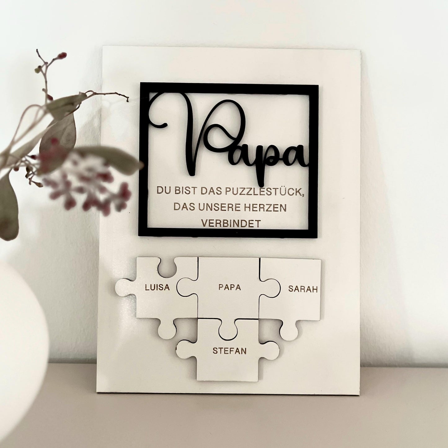 Personalisiertes Puzzle Bild Papa Geschenk mit Namen Du bist das Puzzlestück das unsere Herzen verbindet Geschenk Vatertag, Geburtstag