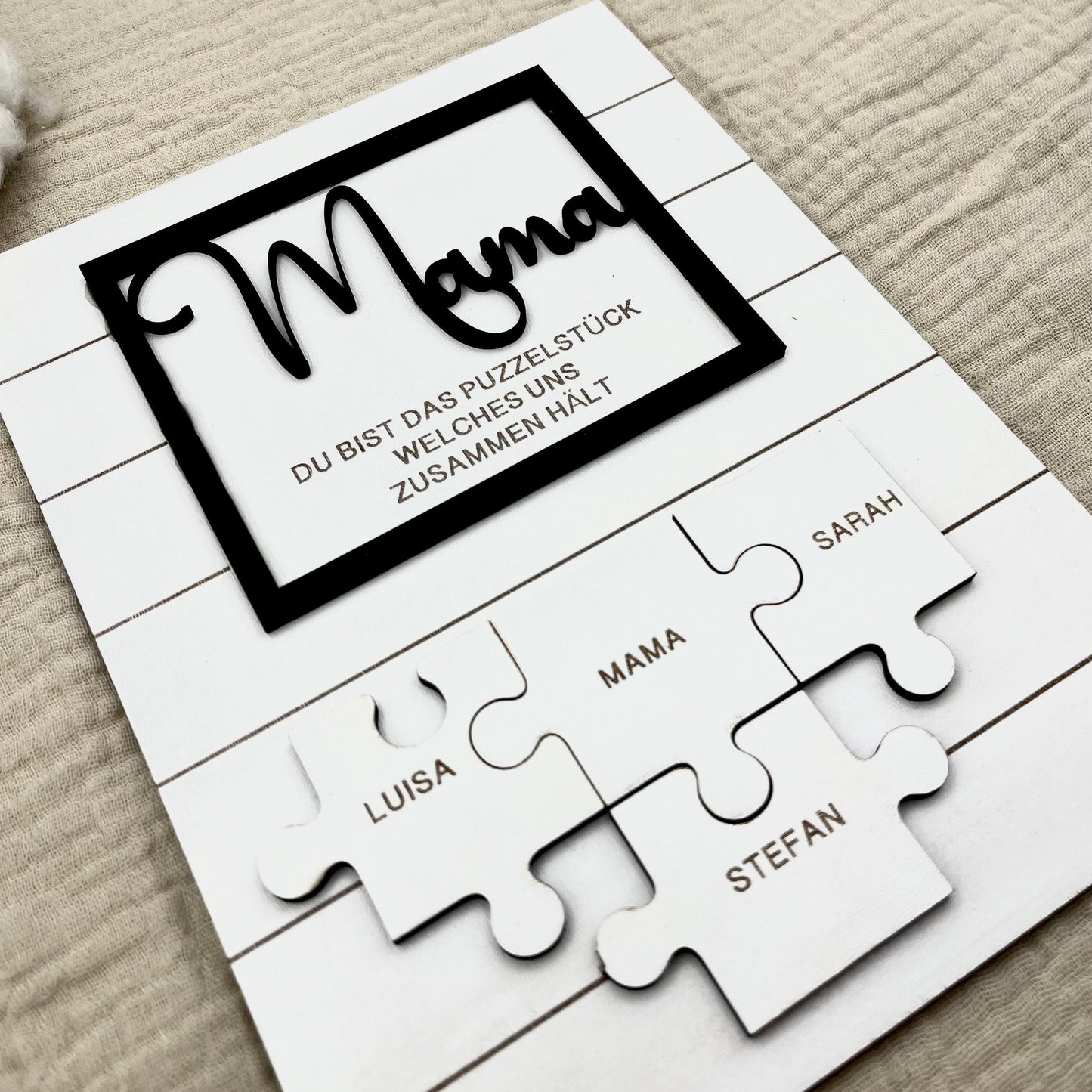 Personalisiertes Puzzle Bild Mama Du bist das Puzzlestück das uns zusammenhält Geschenk Muttertag, Geburtstag, mit Namen der Kinder