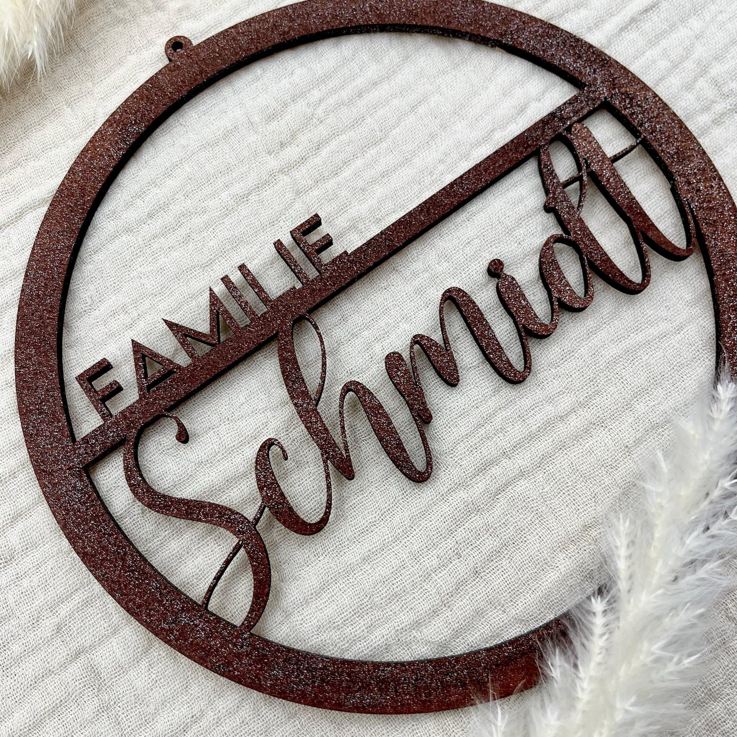 Personalisiertes Türschild Personalisiertes Türkranz Familie rost optik, Eingangstür, Haustür, Einzug, Hochzeit, Wanddeko, Hausbau Richtfest