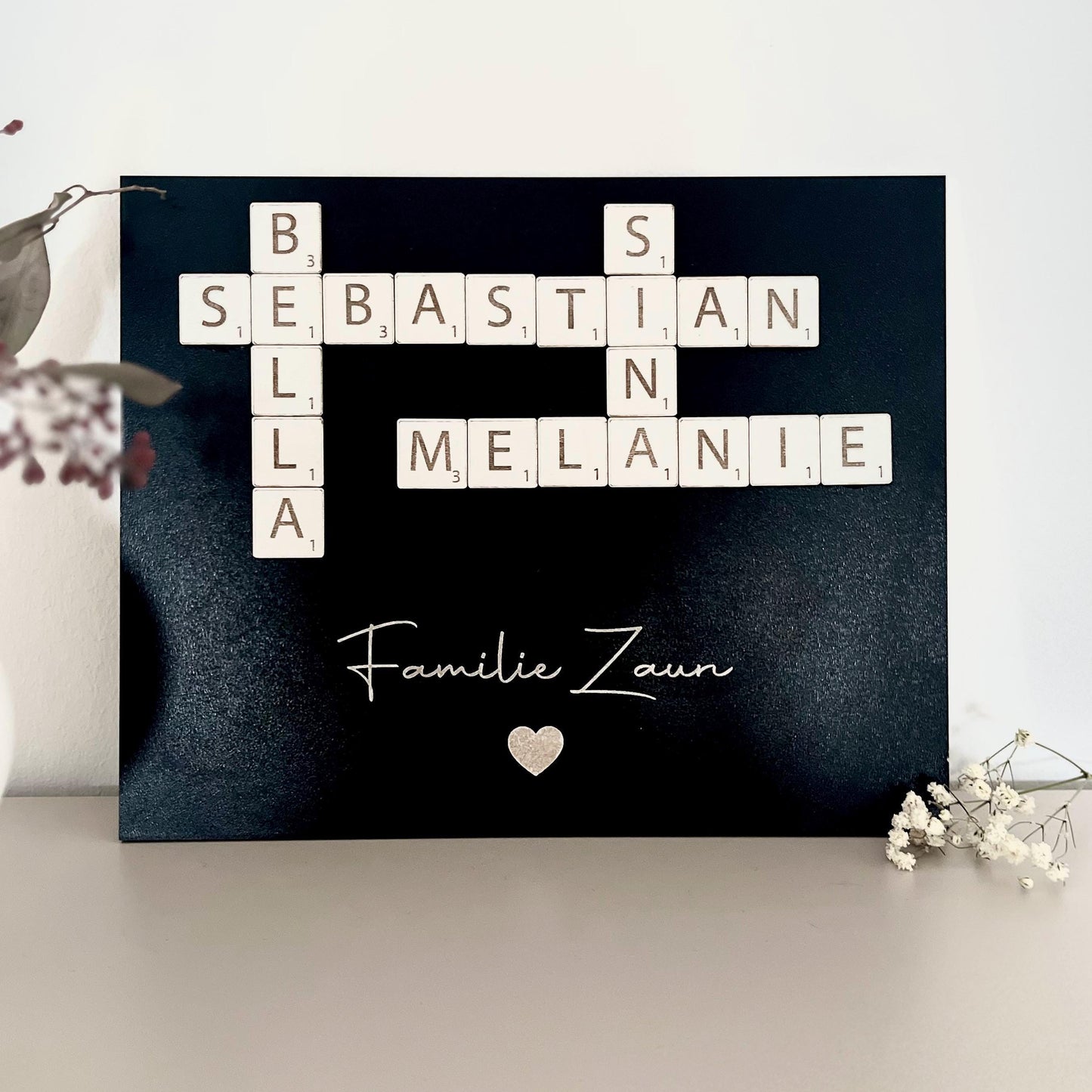 Personalisiertes Familienbild Scrabble Geschenk Hochzeit, Familie, Muttertag, Valentinstag, Ostern, Weihnachten, Vatertag, Mama, Papa, Oma