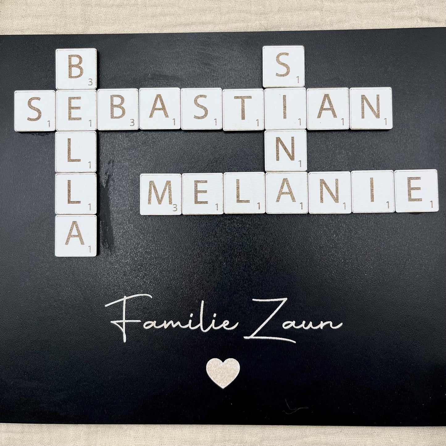 Personalisiertes Familienbild Scrabble Geschenk Hochzeit, Familie, Muttertag, Valentinstag, Ostern, Weihnachten, Vatertag, Mama, Papa, Oma
