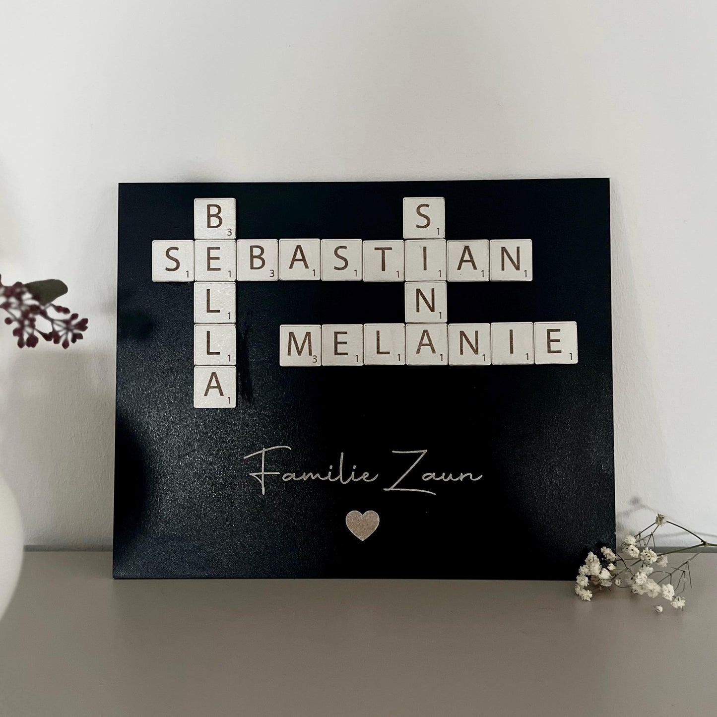 Personalisiertes Familienbild Scrabble Geschenk Hochzeit, Familie, Muttertag, Valentinstag, Ostern, Weihnachten, Vatertag, Mama, Papa, Oma