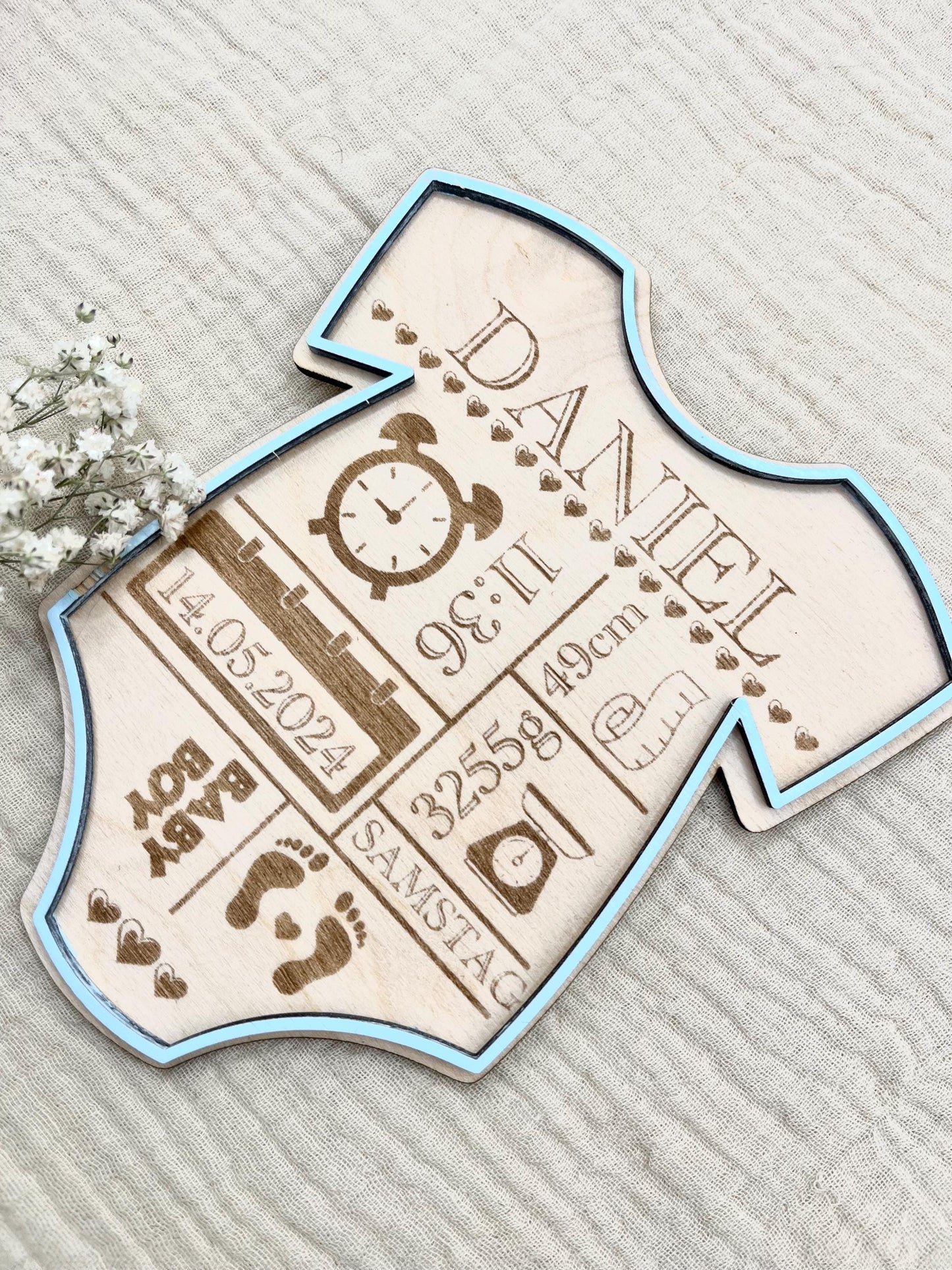 Personalisiertes Geburtsschild herzlich willkommen verschiedene Farben, 3d-optik aus Holz Geschenk Geburt, Taufe, Geburtstag, Name