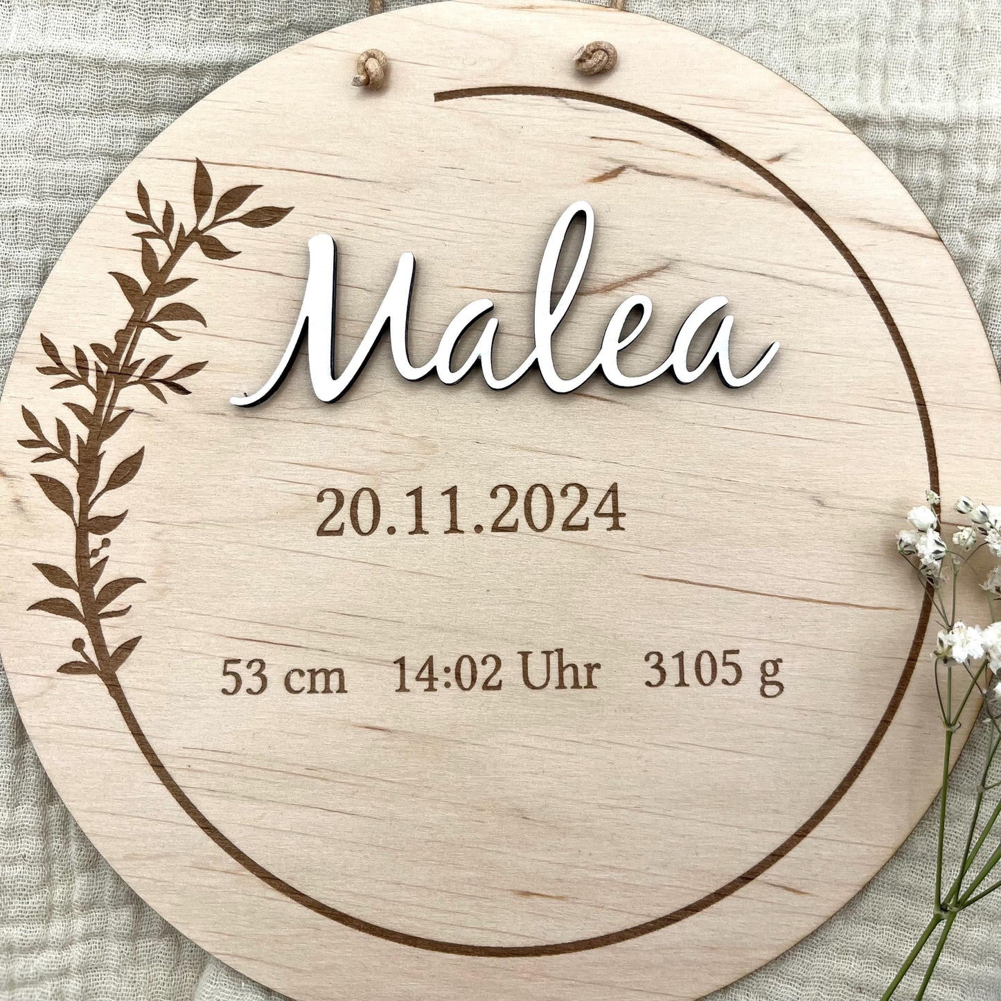 Geschenkidee Geburt Geburtsschild aus Holz personalisierter Name Geburtsdatum Geschenk Geburt, Taufe, Eltern, Baby Tochter Junge Wanddeko