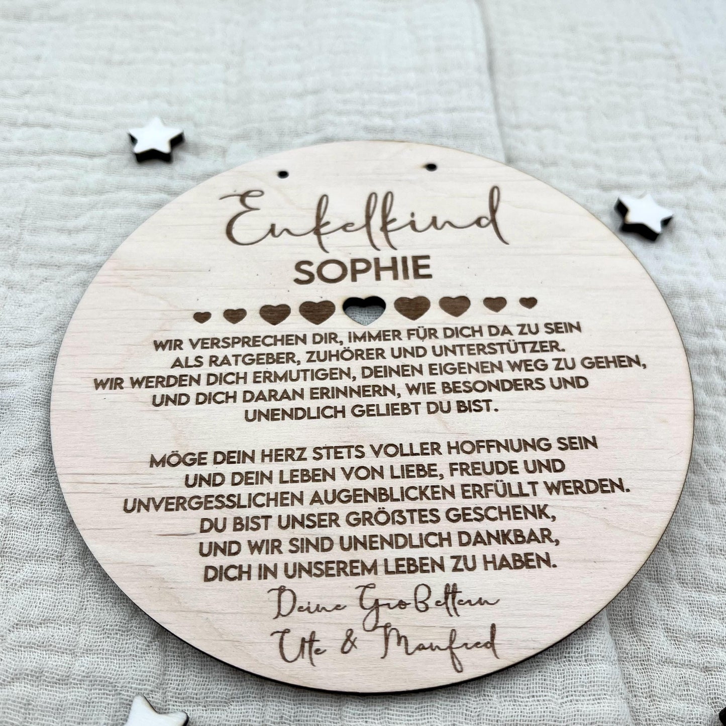 Taufgeschenk Enkelkind Personalisiertes Holz Taufschild mit Name Datum und Spruch Geschenk Oma Opa