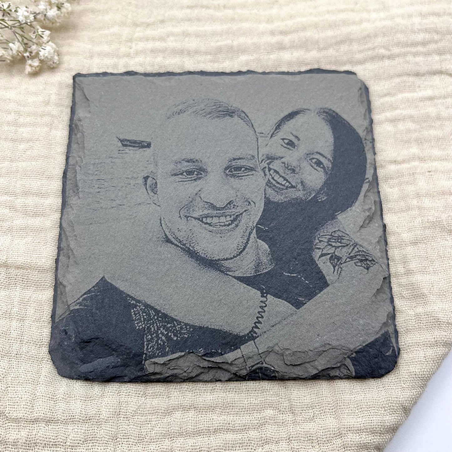 Bild auf Schiefer Untersetzer Porträt vom Foto, Handgemachtes Geschenk, Geschenk 1.Jahrestag, Paar Geschenk, Geschenk Sie Für Ihn
