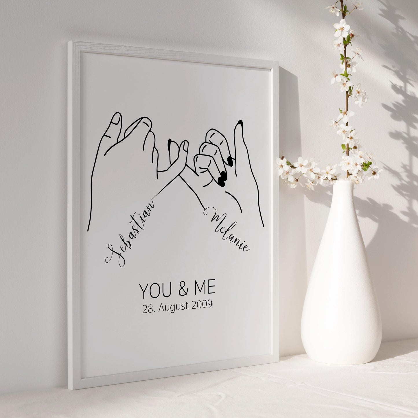 Personalisiertes Poster, Hochzeitsgeschenk Namen Datum, Hochzeitsbild Hand in Hand Brautpaar, Jahrestag Valentinstag Hochzeitstag Paare
