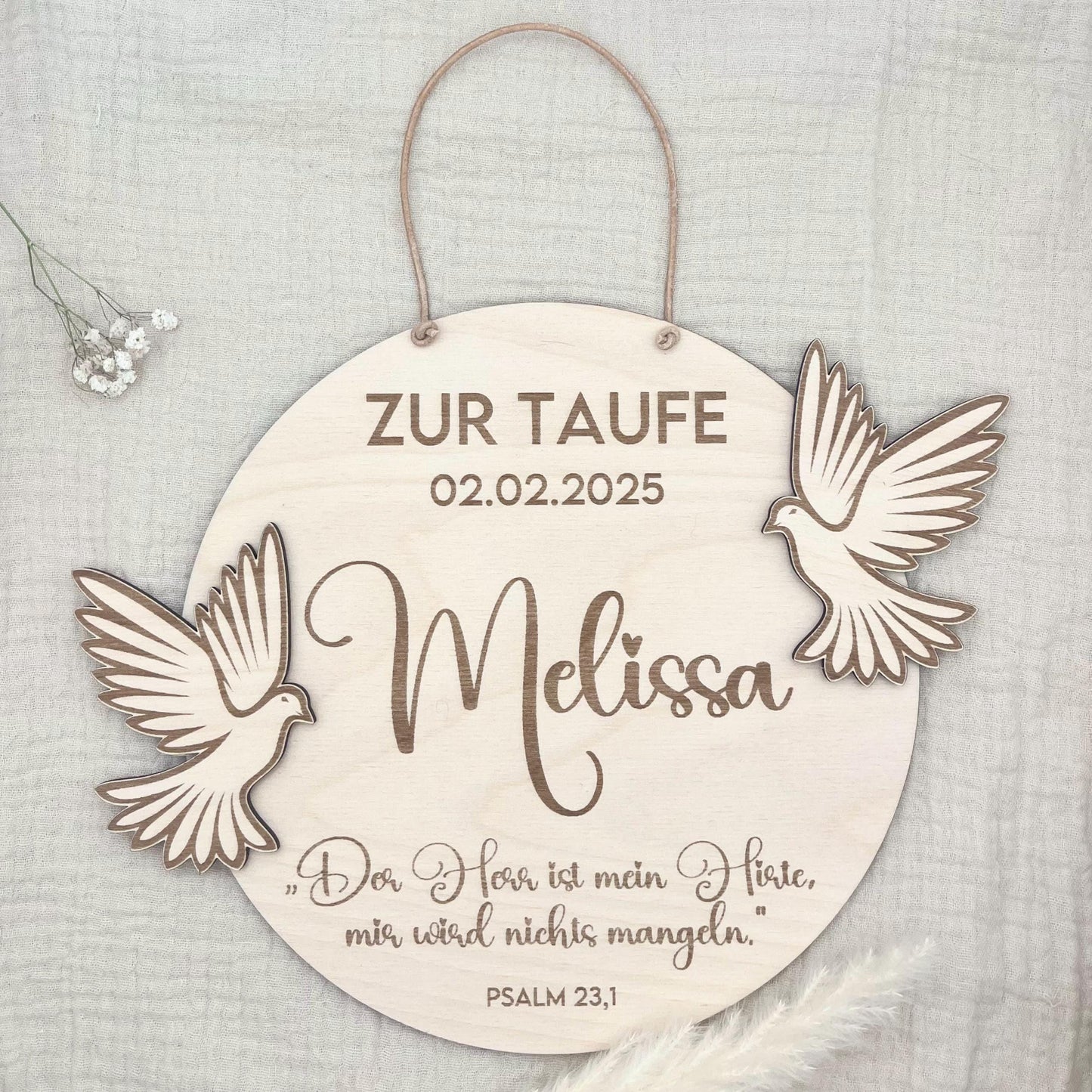 Tauf Geschenk mit Name, Taufdatum Taufspruch, individuelles Geschenk zur Taufe, Geburt fßr Junge Mädchen Eltern Taube Taufpate