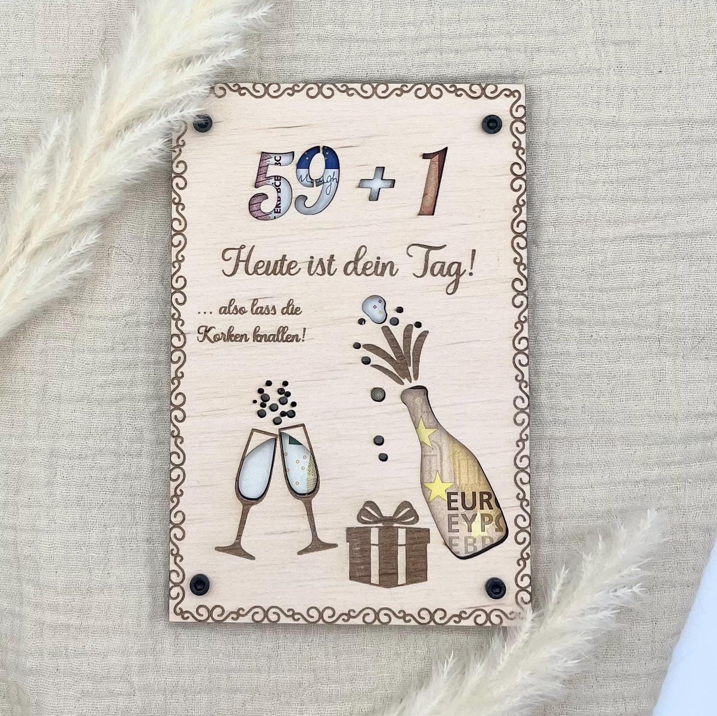 Personalisiertes Geldgeschenk Geburtstag aus Birkenholz Hochzeit, Jubiläen, Kommunion, Konfirmation, Firmung, Taufe