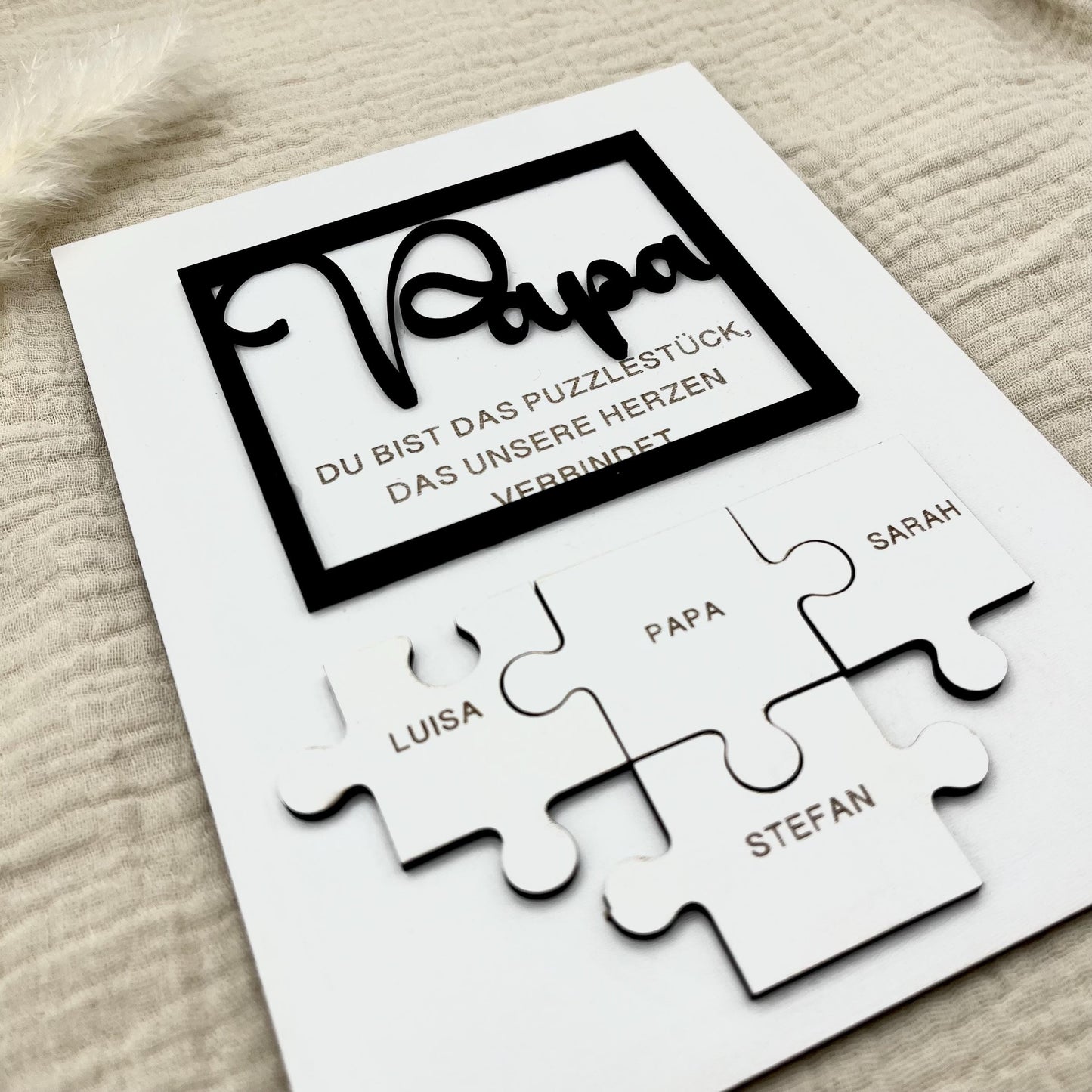 Personalisiertes Puzzle Bild Papa Geschenk mit Namen Du bist das Puzzlestück das unsere Herzen verbindet Geschenk Vatertag, Geburtstag