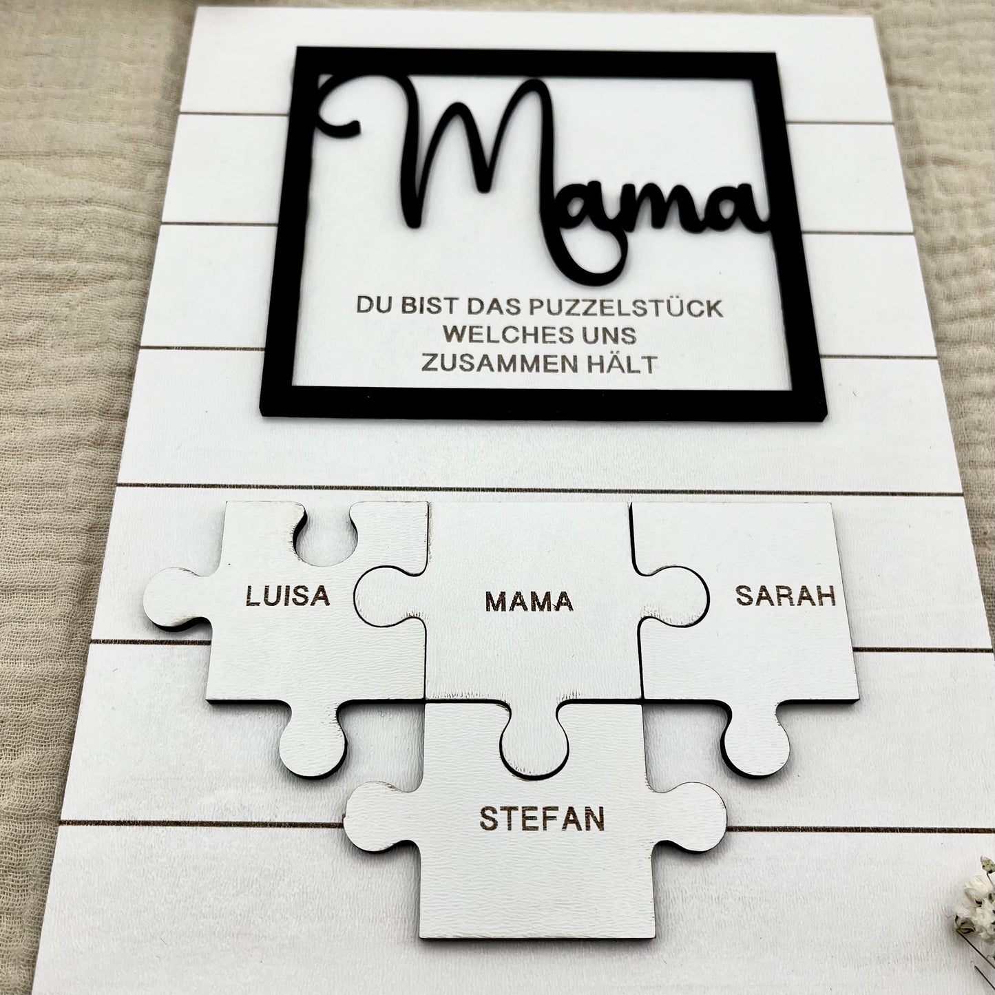 Personalisiertes Puzzle Bild Mama Du bist das Puzzlestück das uns zusammenhält Geschenk Muttertag, Geburtstag, mit Namen der Kinder