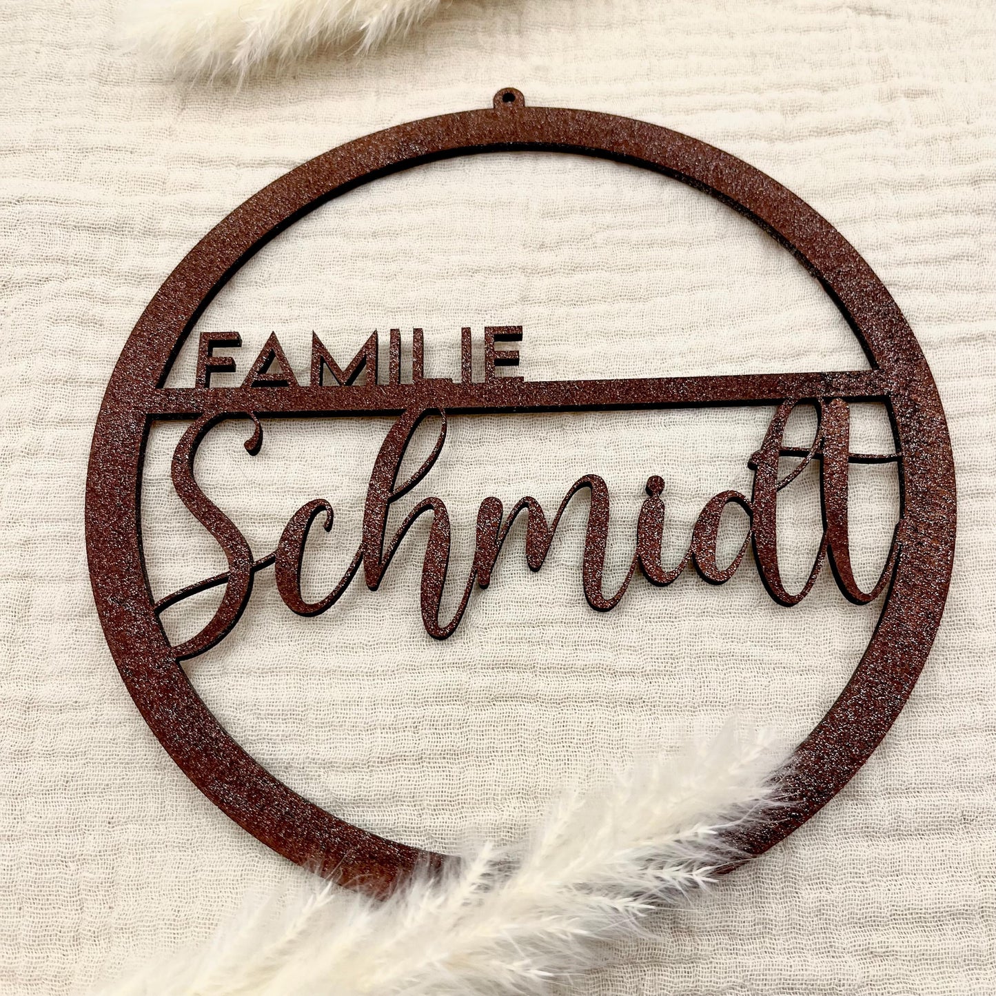 Personalisiertes Türschild Personalisiertes Türkranz Familie rost optik, Eingangstür, Haustür, Einzug, Hochzeit, Wanddeko, Hausbau Richtfest