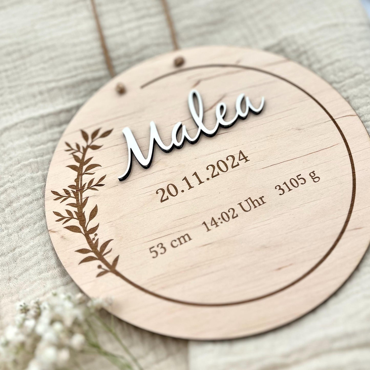 Geschenkidee Geburt Geburtsschild aus Holz personalisierter Name Geburtsdatum Geschenk Geburt, Taufe, Eltern, Baby Tochter Junge Wanddeko