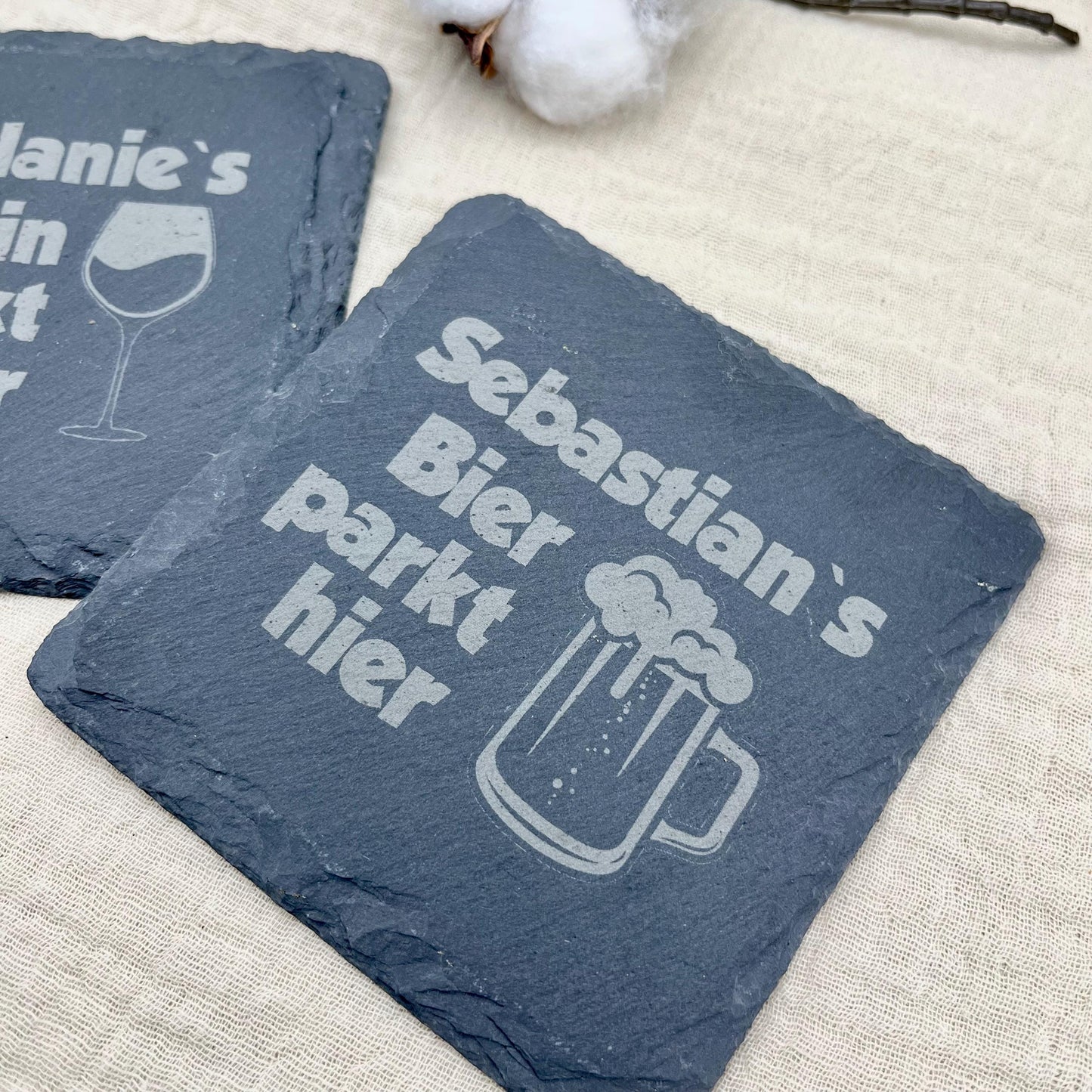 Personalisierte Schiefer Untersetzer mit Gravur – Geschenk für Hochzeit, Geburtstag & Jubiläum