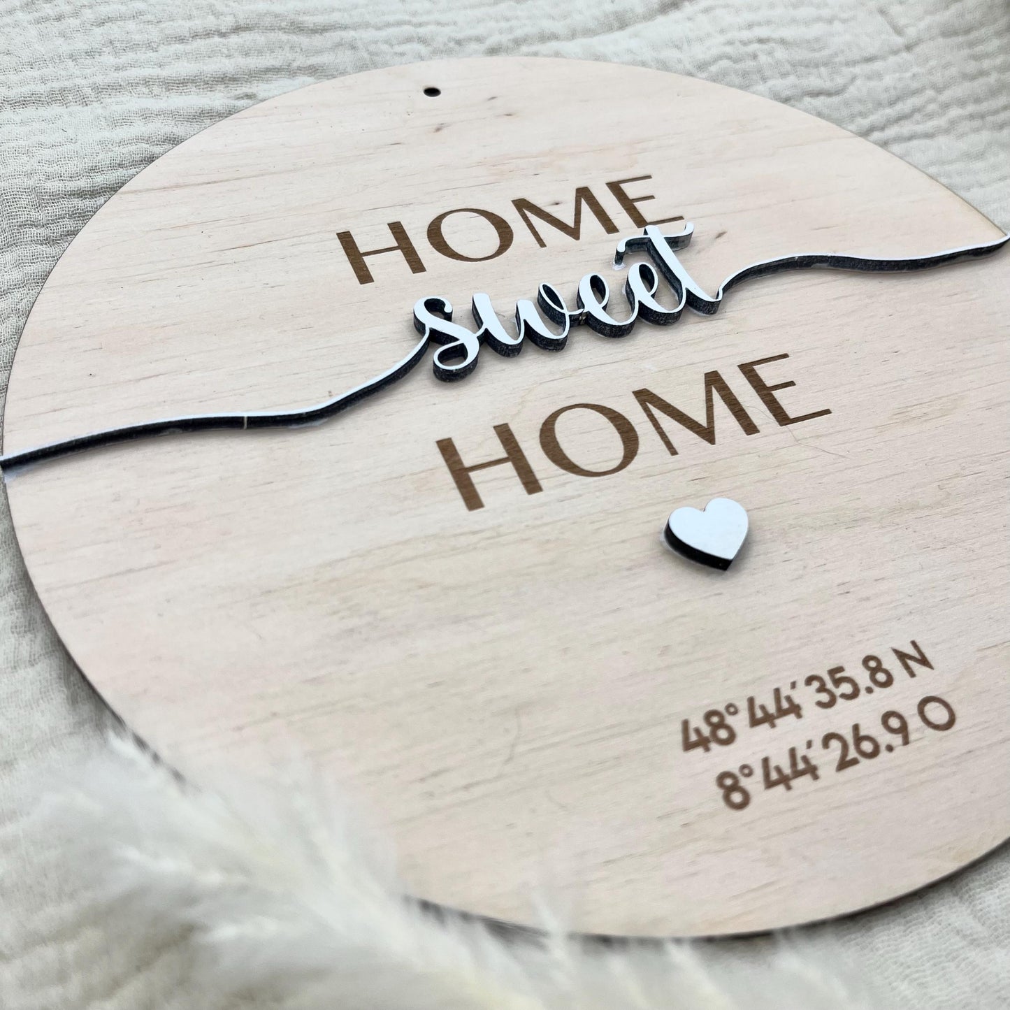 Personalisiertes Geschenk Einzug personalisiertes Schild Wanddeko mit Koordinaten Schrift, Hauskauf & Richtfest