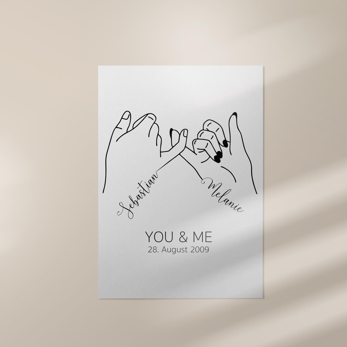 Personalisiertes Poster, Hochzeitsgeschenk Namen Datum, Hochzeitsbild Hand in Hand Brautpaar, Jahrestag Valentinstag Hochzeitstag Paare