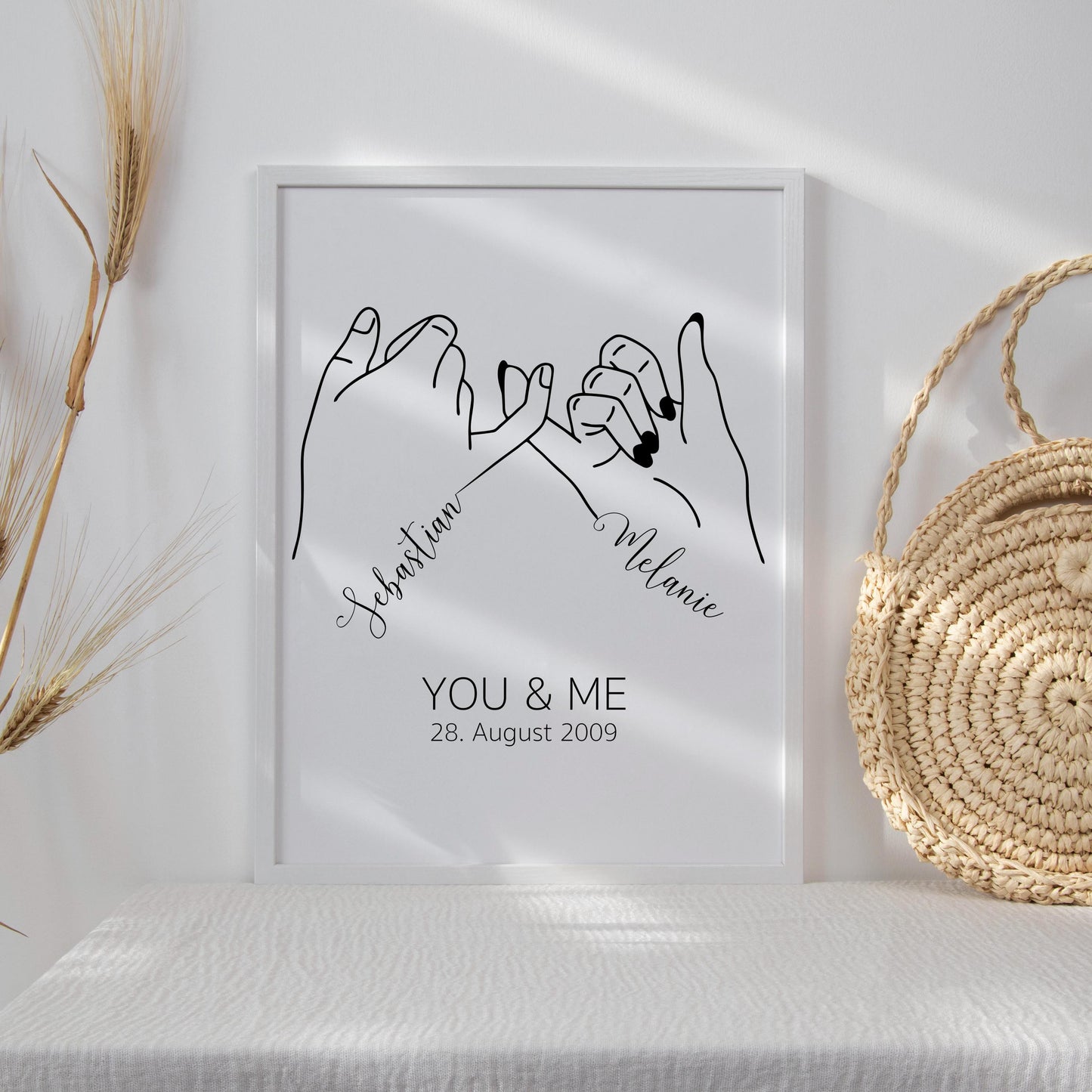 Personalisiertes Poster, Hochzeitsgeschenk Namen Datum, Hochzeitsbild Hand in Hand Brautpaar, Jahrestag Valentinstag Hochzeitstag Paare