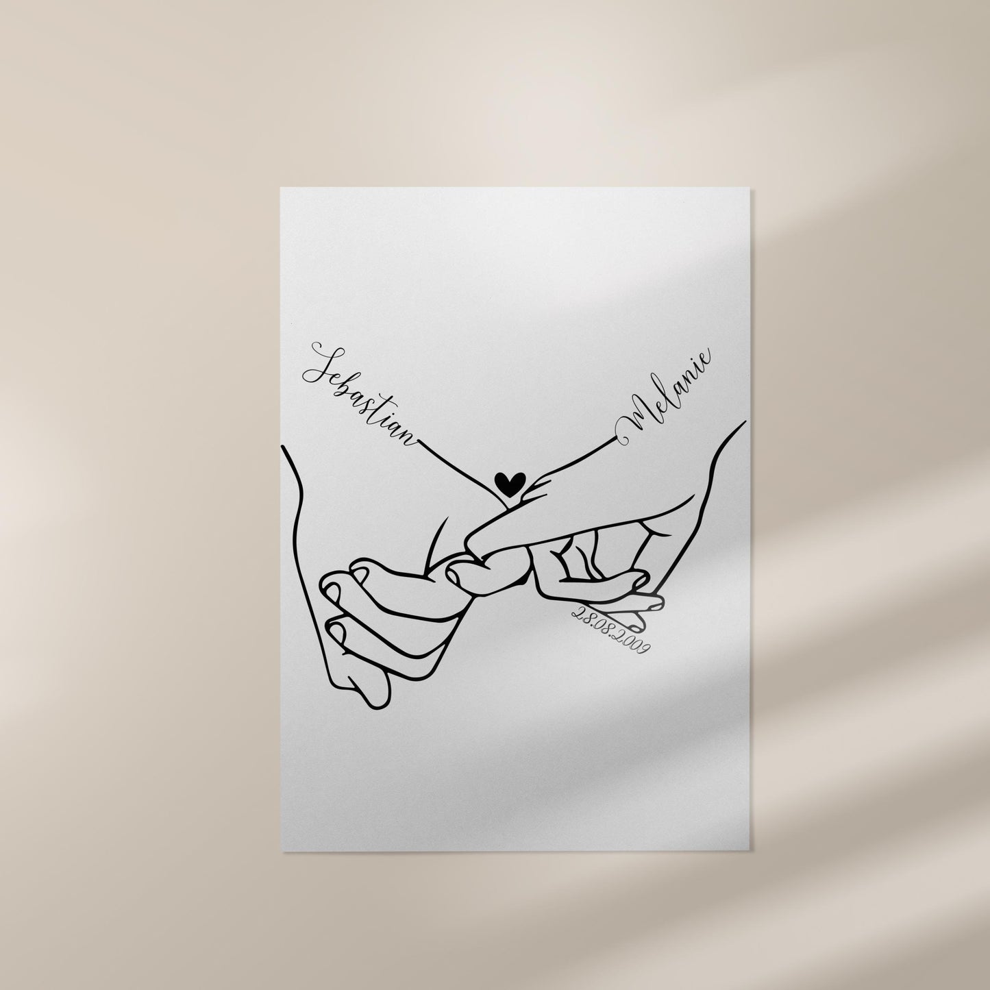 Personalisiertes Poster, Hochzeitsgeschenk Namen Datum, Hochzeitsbild Hand in Hand Brautpaar, Jahrestag Valentinstag Hochzeitstag Paare