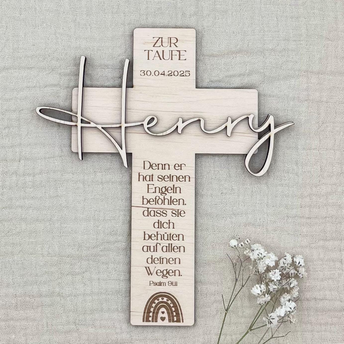 Personalisiertes Taufkreuz aus Holz – Geschenk & Erinnerung