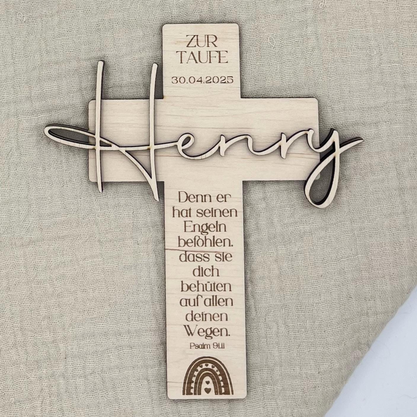 Personalisiertes Taufkreuz aus Holz – Geschenk & Erinnerung