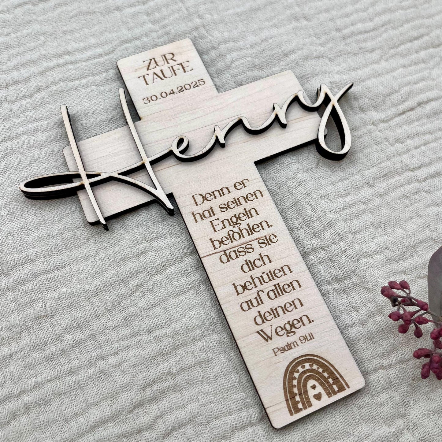 Personalisiertes Taufkreuz aus Holz – Geschenk & Erinnerung