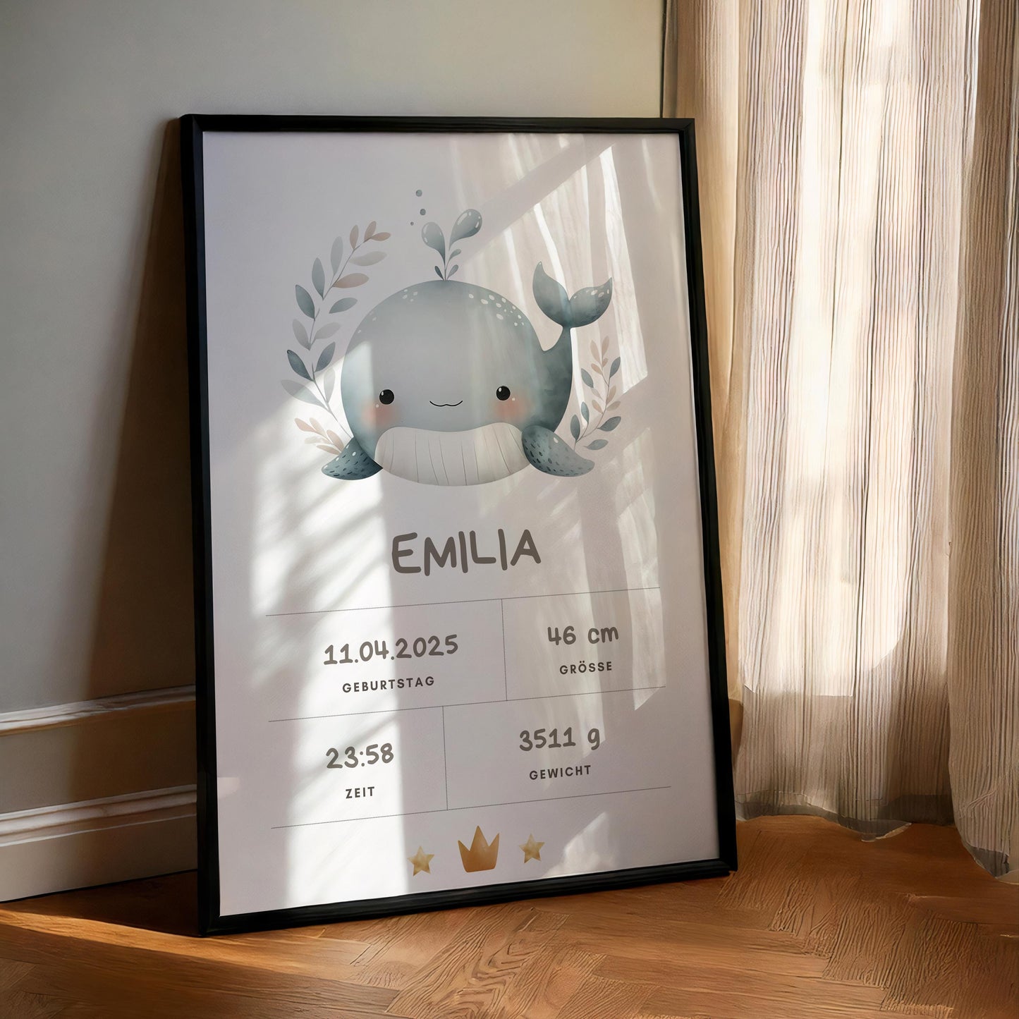 Geburt Poster Junge oder Mädchen personalisiertes Babybild mit Namen, Geburtsdaten & mehr | Geschenk zur Geburt, Taufe Babyparty