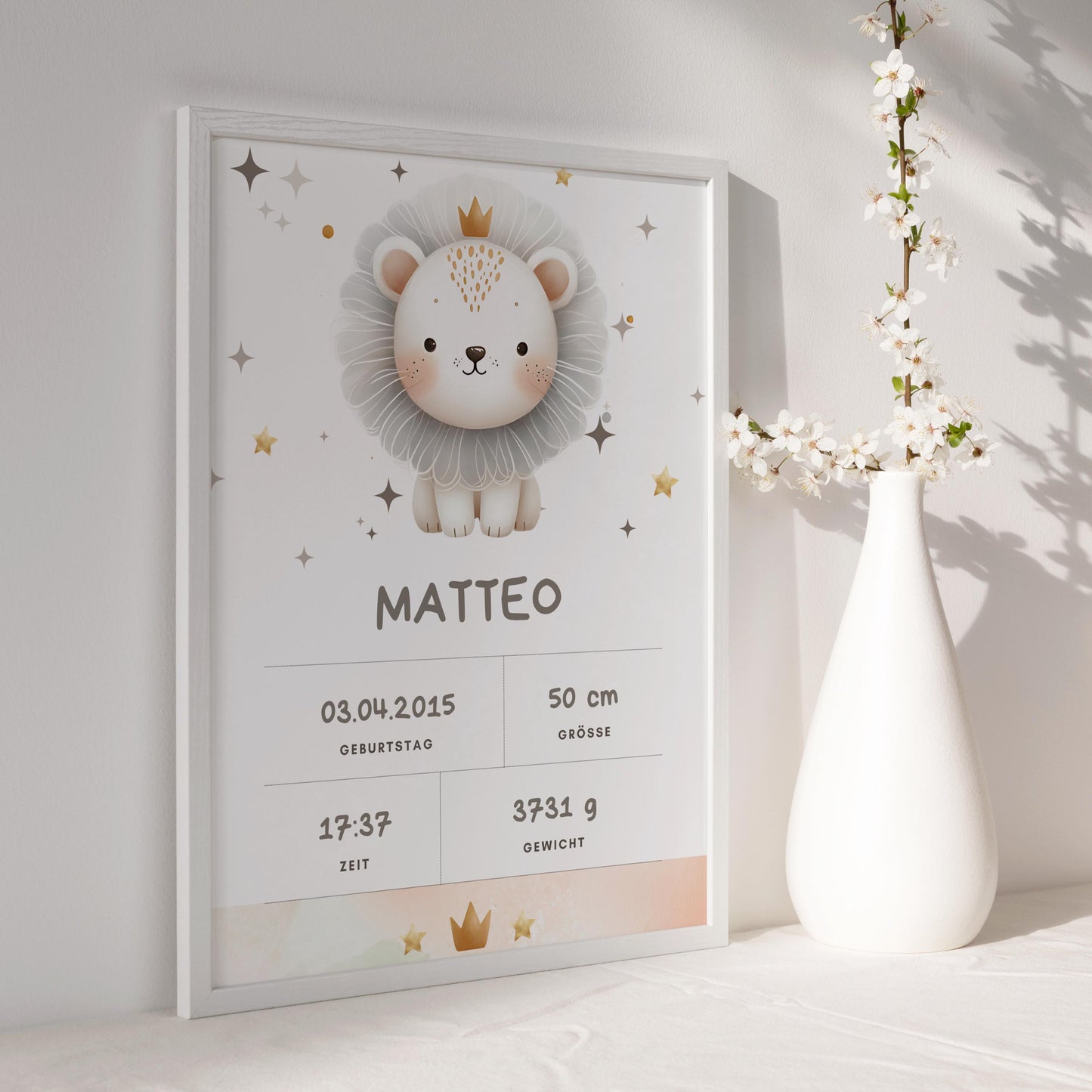 Geburtsposter Erinnerung an den ersten Tag personalisiertes Poster für Jungen & Mädchen | Geschenkidee Babyzimmer mit Namen Geburtsdaten