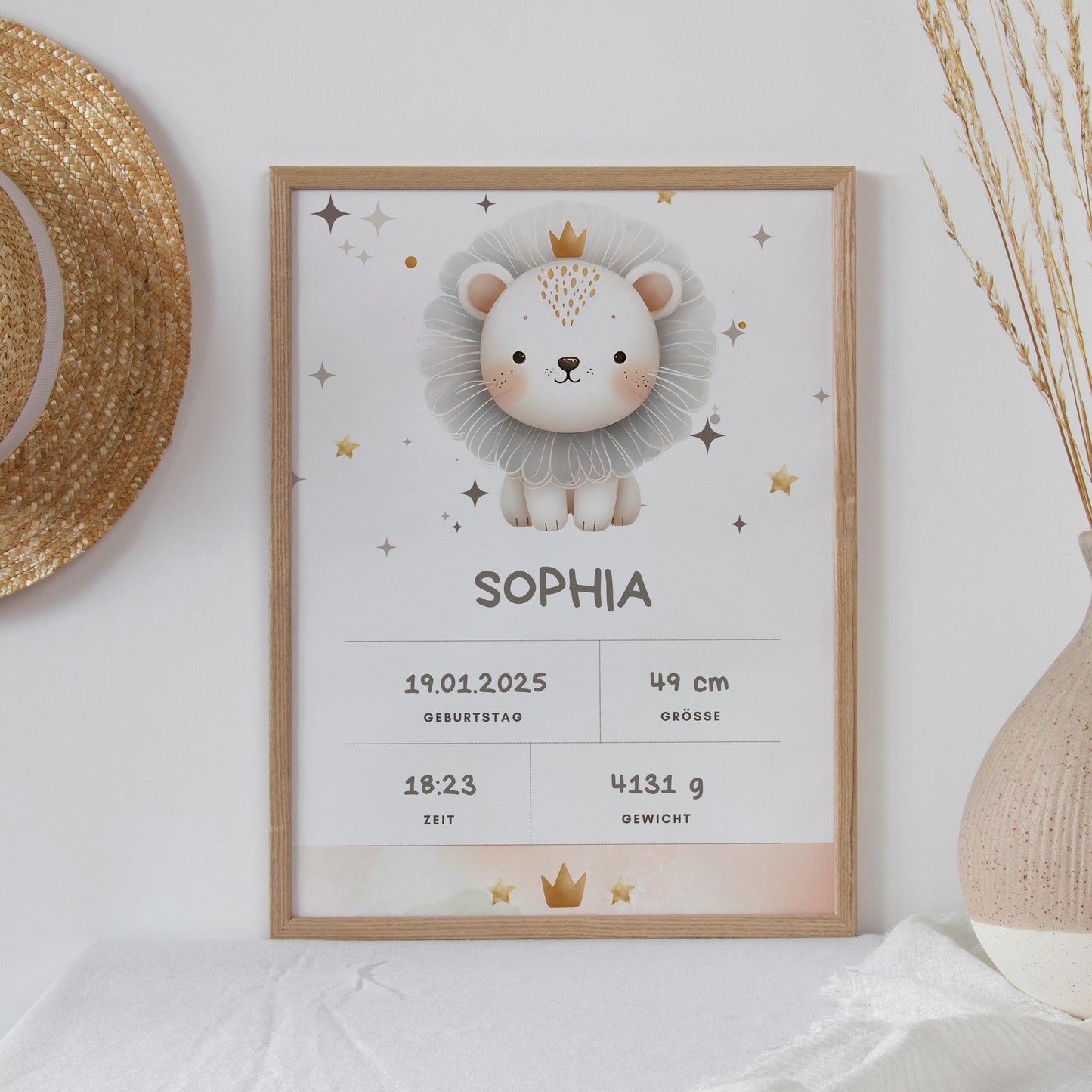 Geburtsposter Erinnerung an den ersten Tag personalisiertes Poster für Jungen & Mädchen | Geschenkidee Babyzimmer mit Namen Geburtsdaten