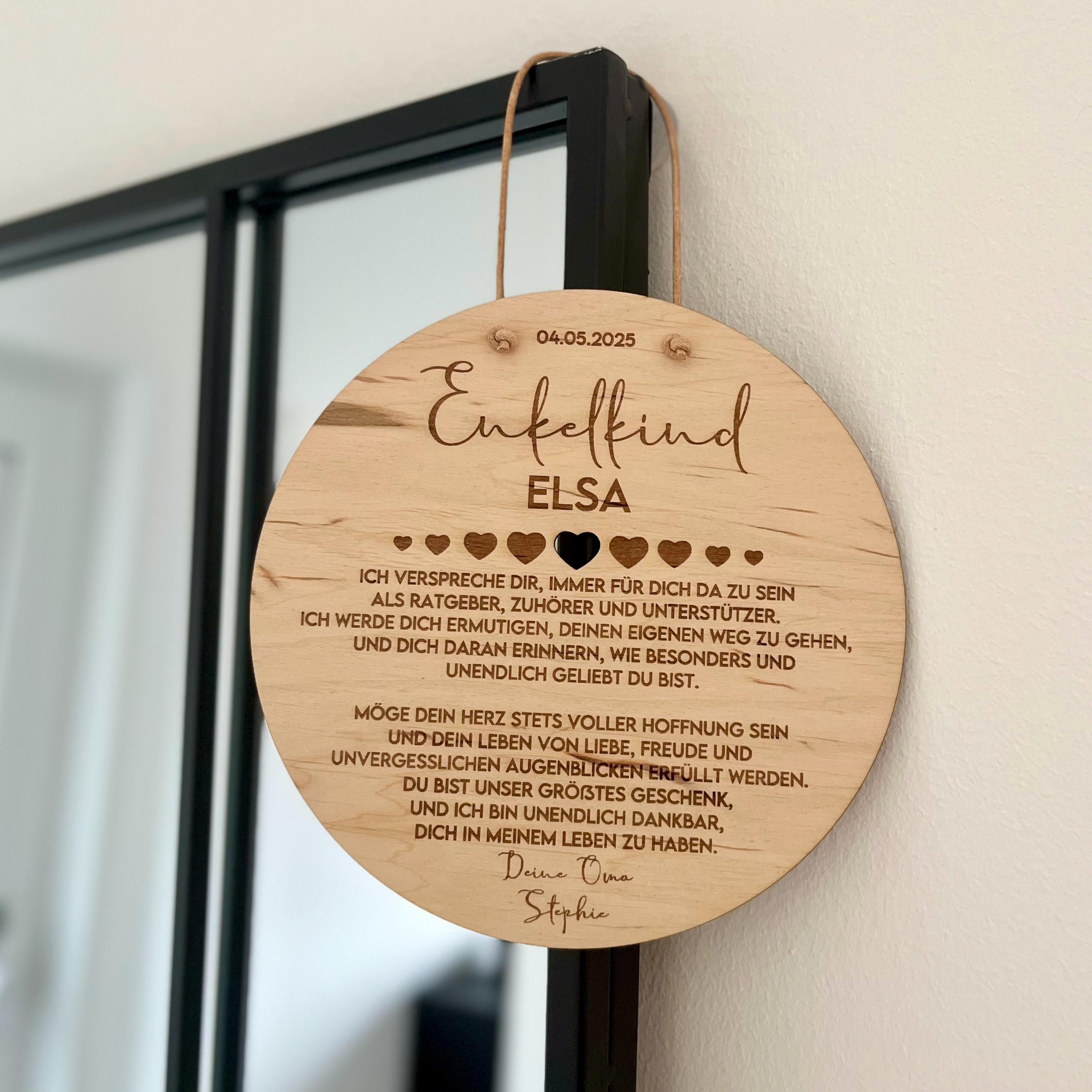 Taufgeschenk Enkelkind Personalisiertes Holz Taufschild mit Name Datum und Spruch Geschenk Oma Opa