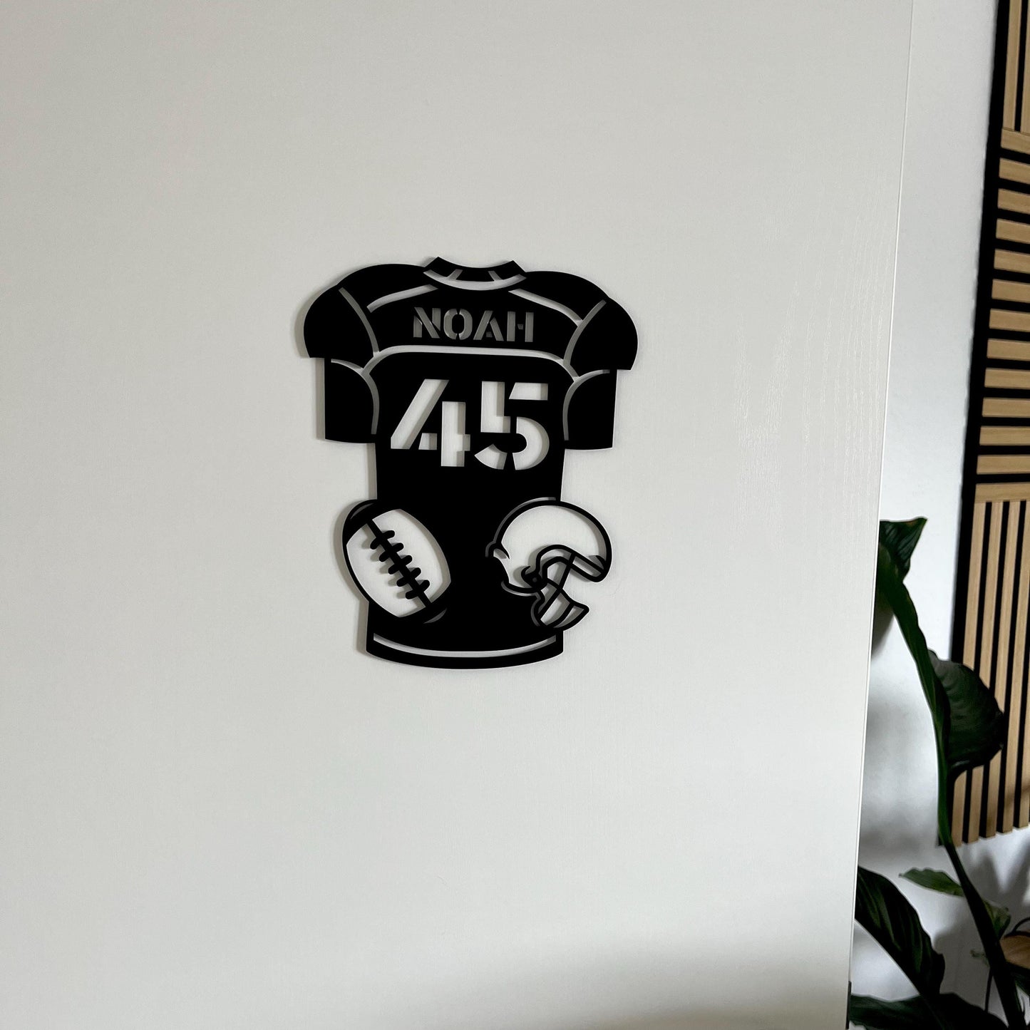 Football Namensschild aus Holz – personalisiertes Türschild für Kinderzimmer