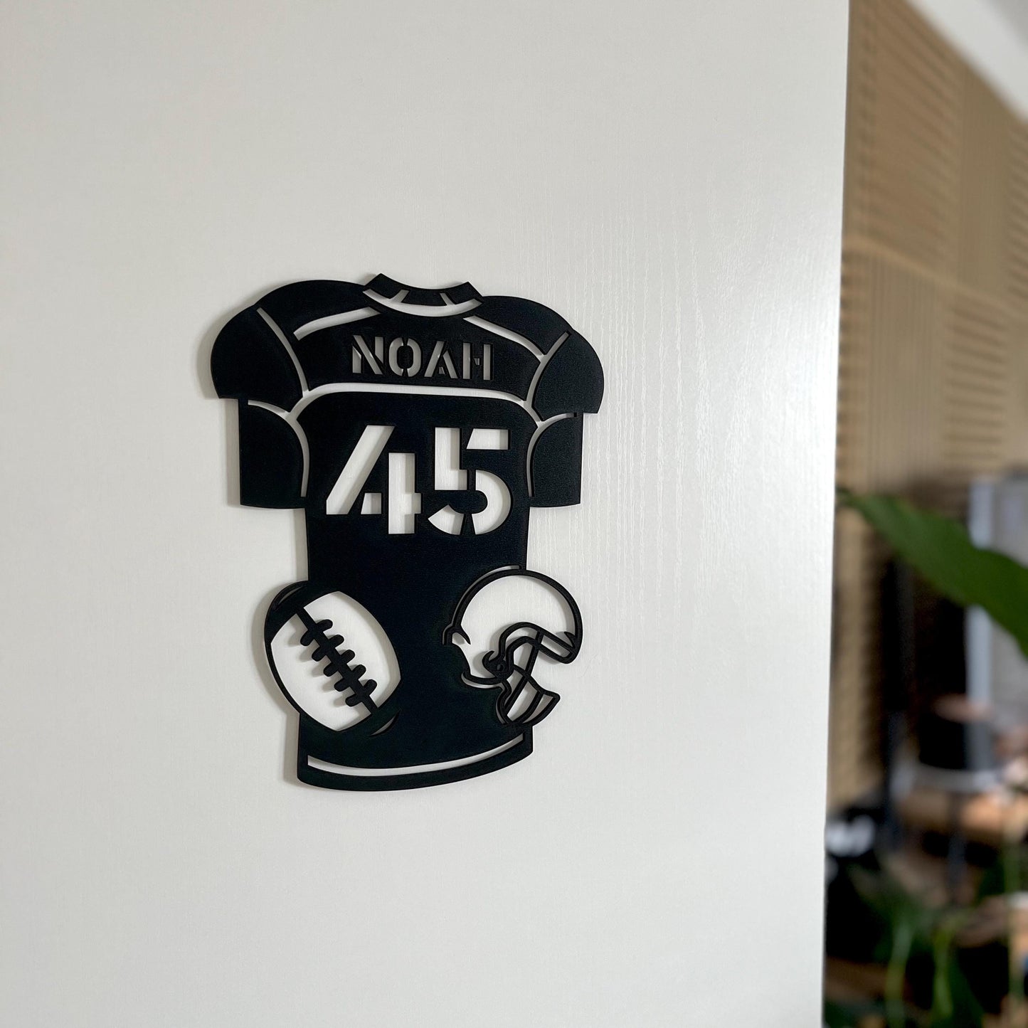 Football Namensschild aus Holz – personalisiertes Türschild für Kinderzimmer