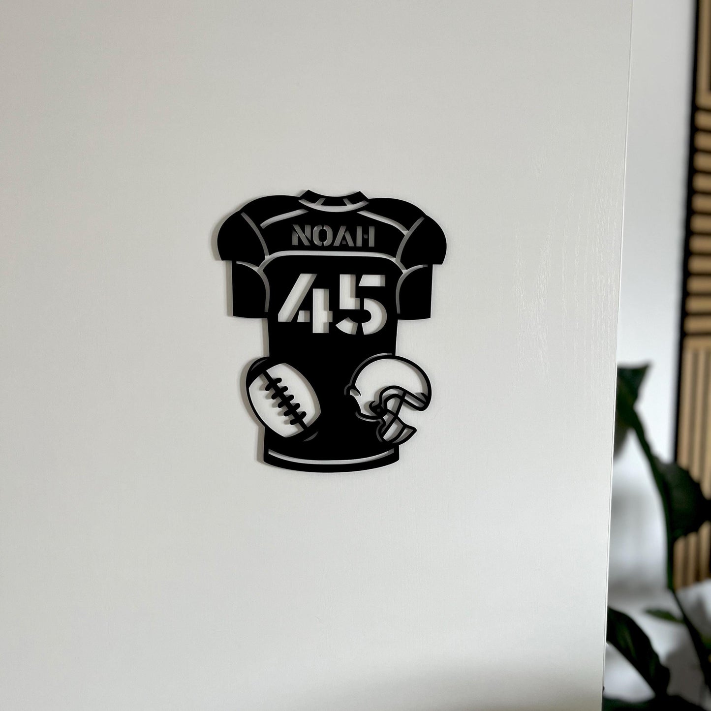 Football Namensschild aus Holz – personalisiertes Türschild für Kinderzimmer