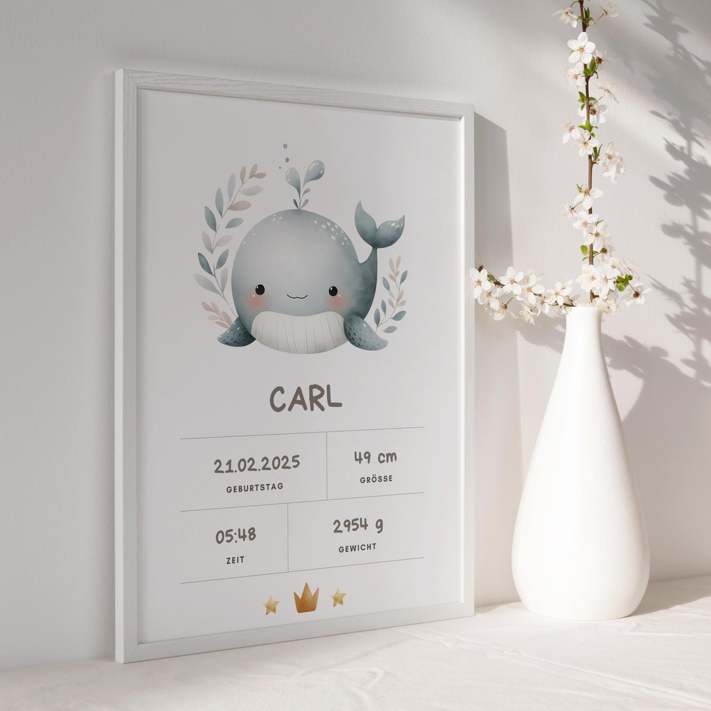 Geburt Poster Junge oder Mädchen personalisiertes Babybild mit Namen, Geburtsdaten & mehr | Geschenk zur Geburt, Taufe Babyparty