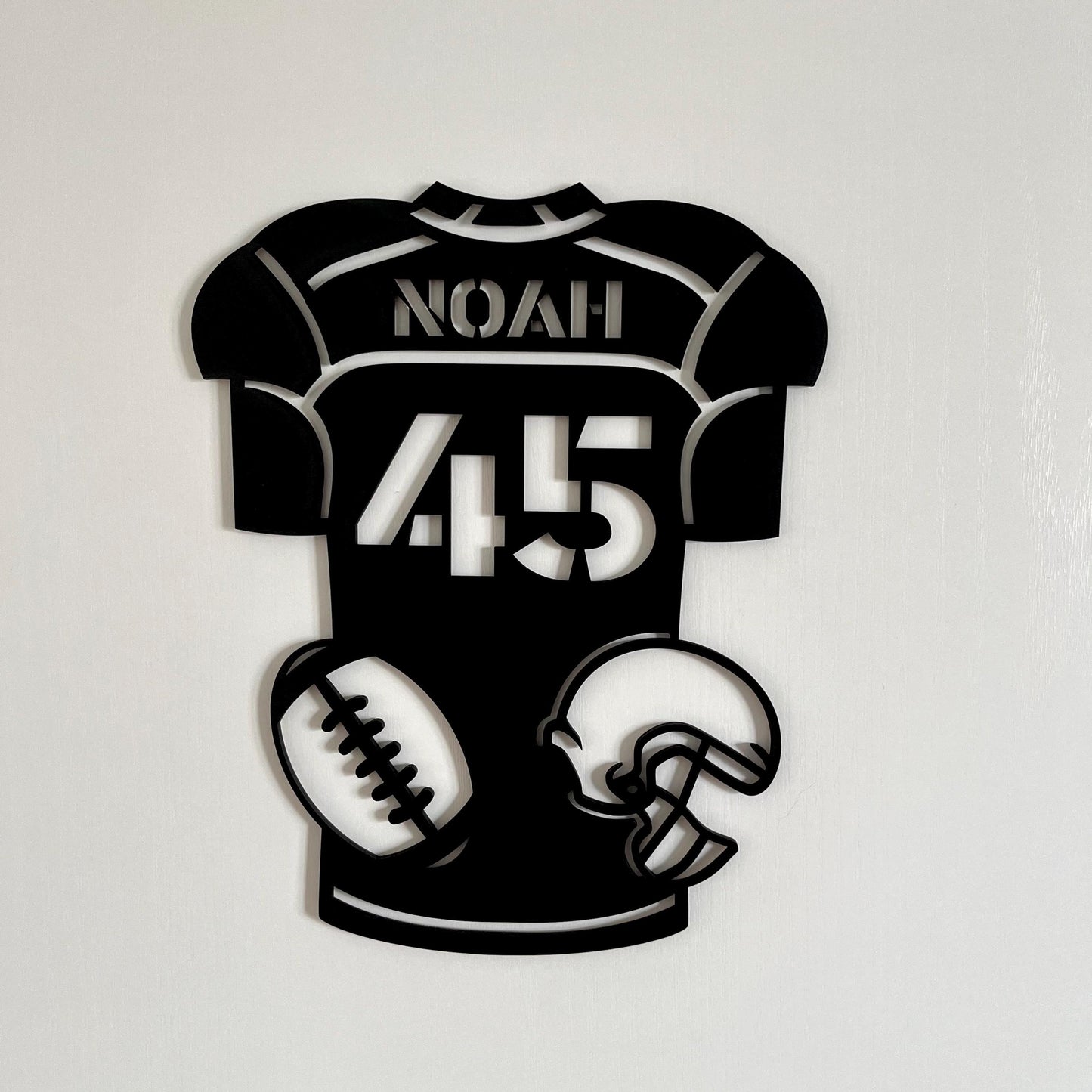 Football Namensschild aus Holz – personalisiertes Türschild für Kinderzimmer