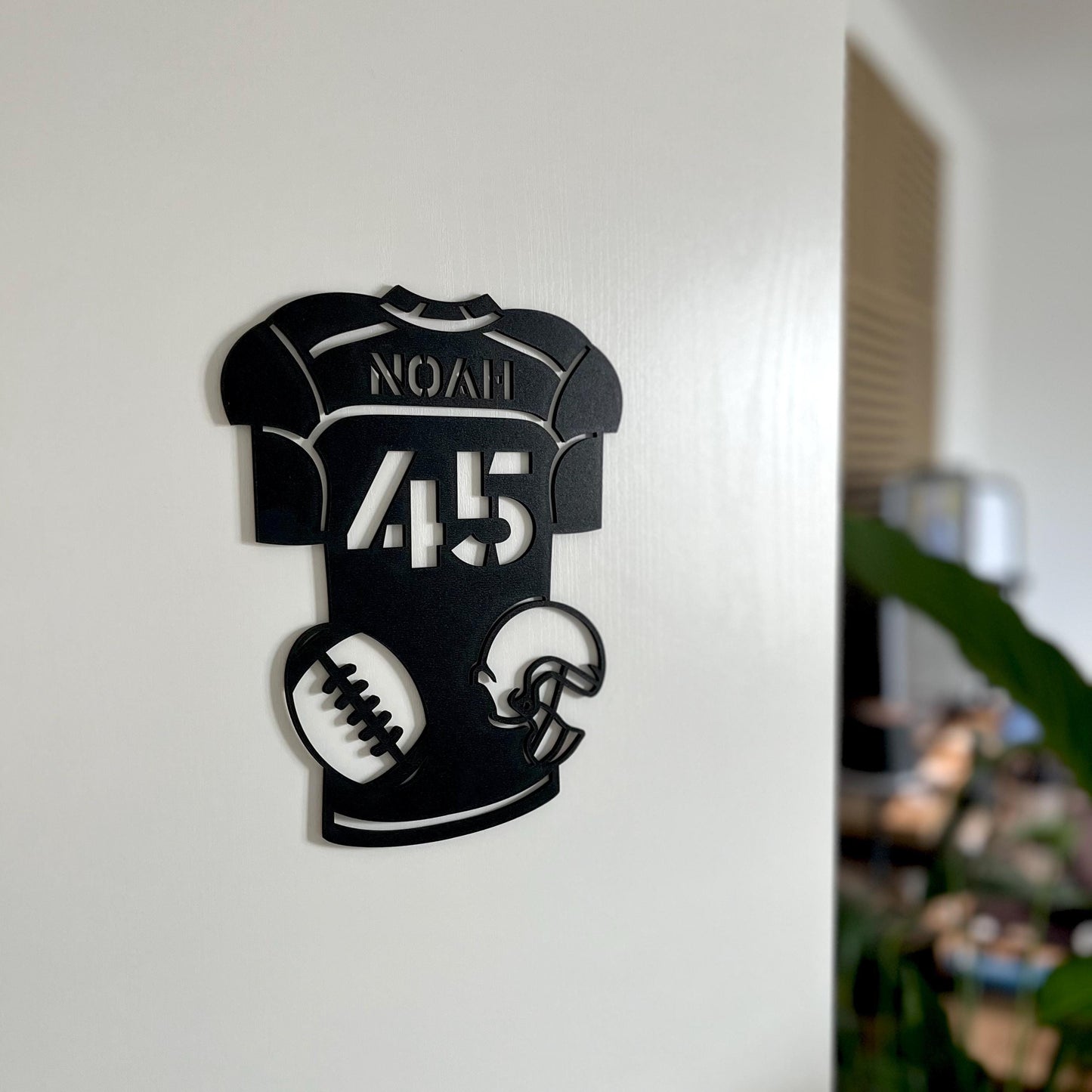 Football Namensschild aus Holz – personalisiertes Türschild für Kinderzimmer