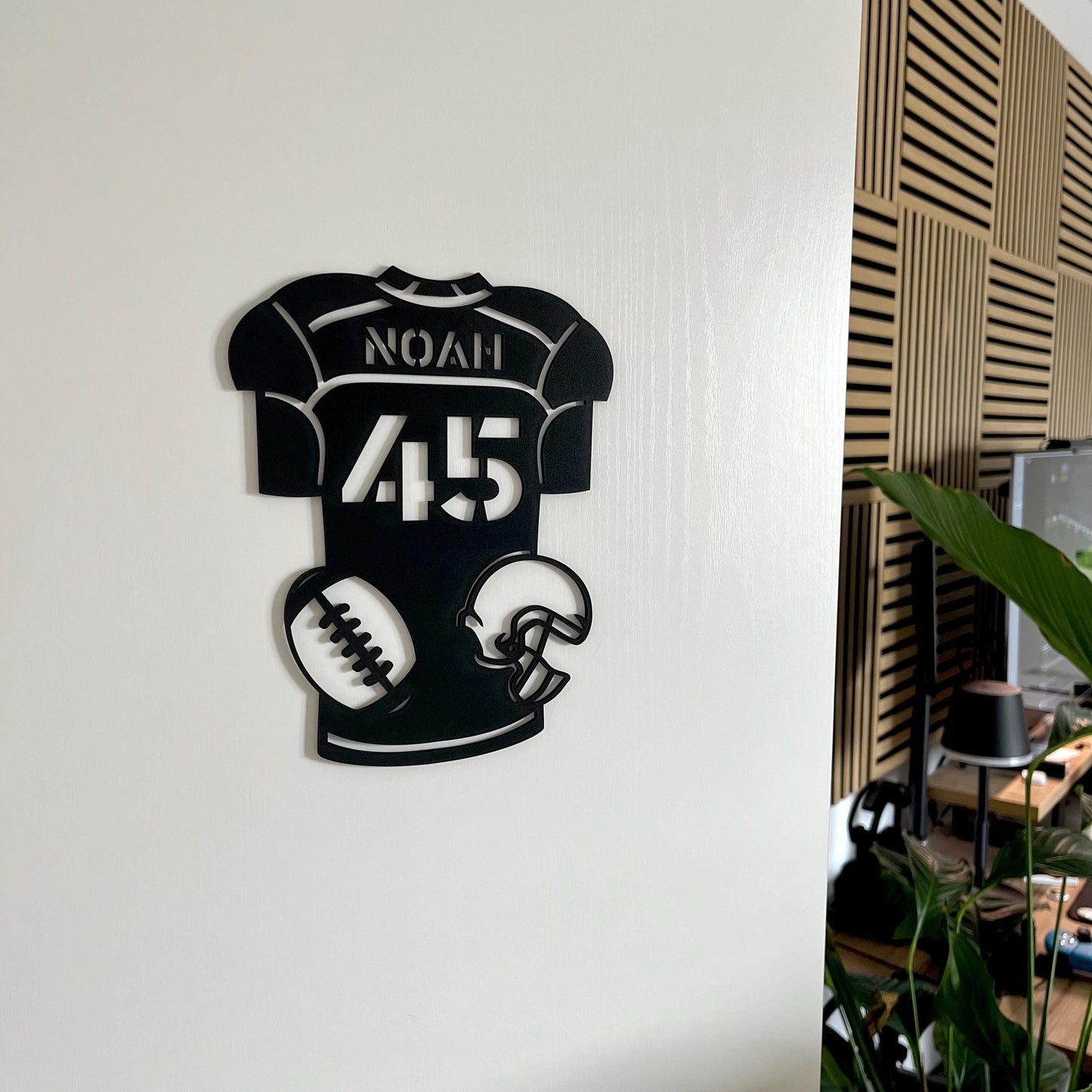 Football Namensschild aus Holz – personalisiertes Türschild für Kinderzimmer