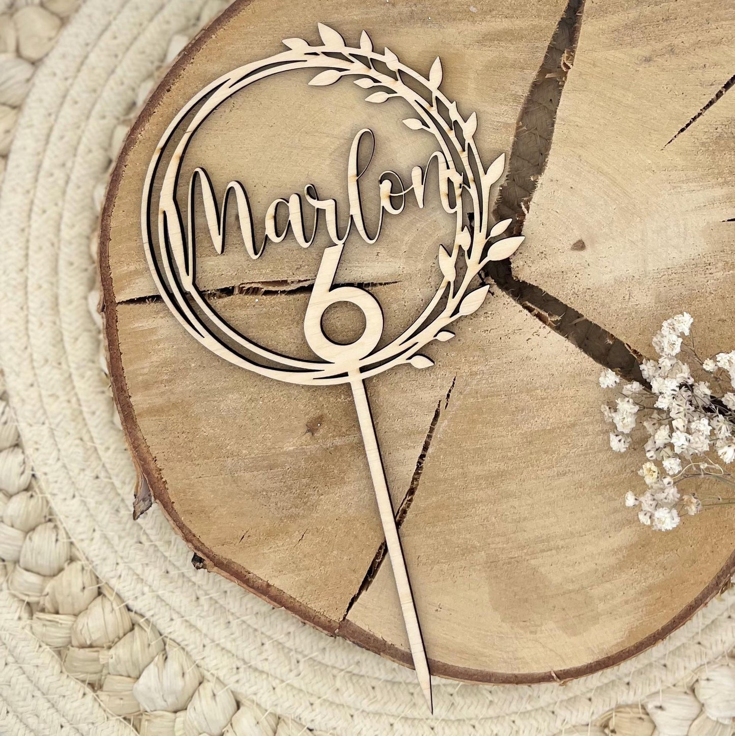 Caketopper aus Holz personalisiert – Name & Zahl für Geburtstag, Taufe & Jubiläum