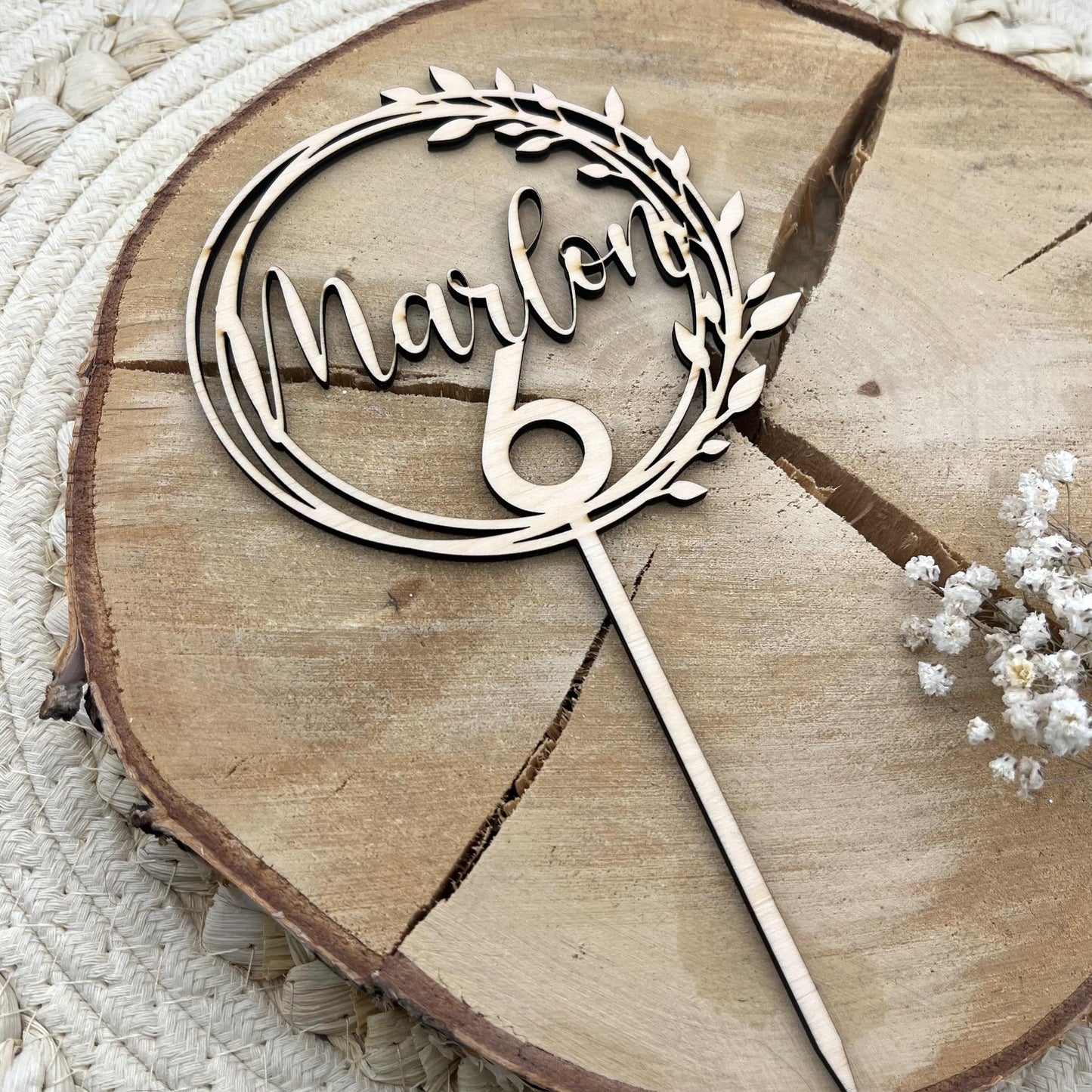 Caketopper aus Holz personalisiert – Name & Zahl für Geburtstag, Taufe & Jubiläum