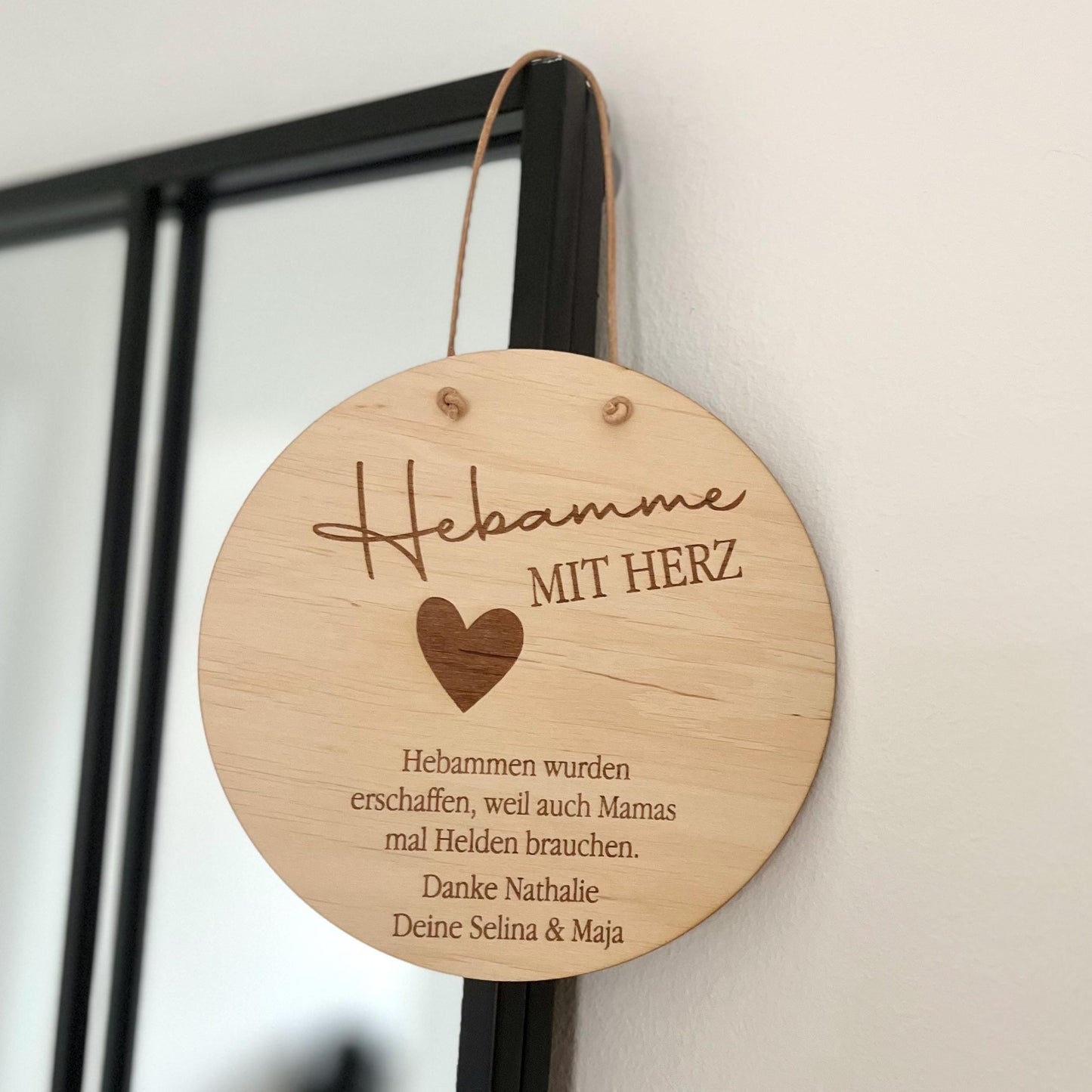 Holzschild Danke Hebamme Geschenk mit Herz personalisiertes Danke-Geschenk für Hebamme, Doula oder Pflegerin Gravur mit Name & Widmung