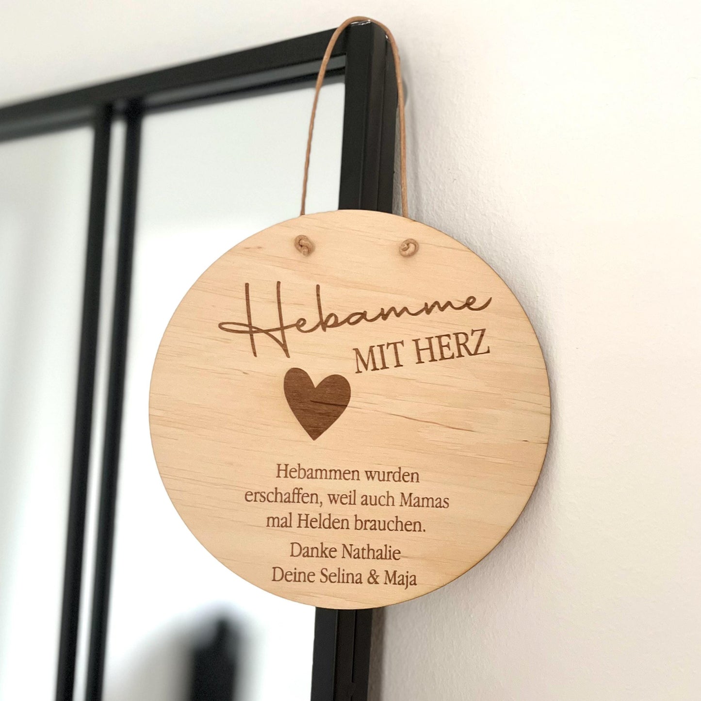 Holzschild Danke Hebamme Geschenk mit Herz personalisiertes Danke-Geschenk für Hebamme, Doula oder Pflegerin Gravur mit Name & Widmung
