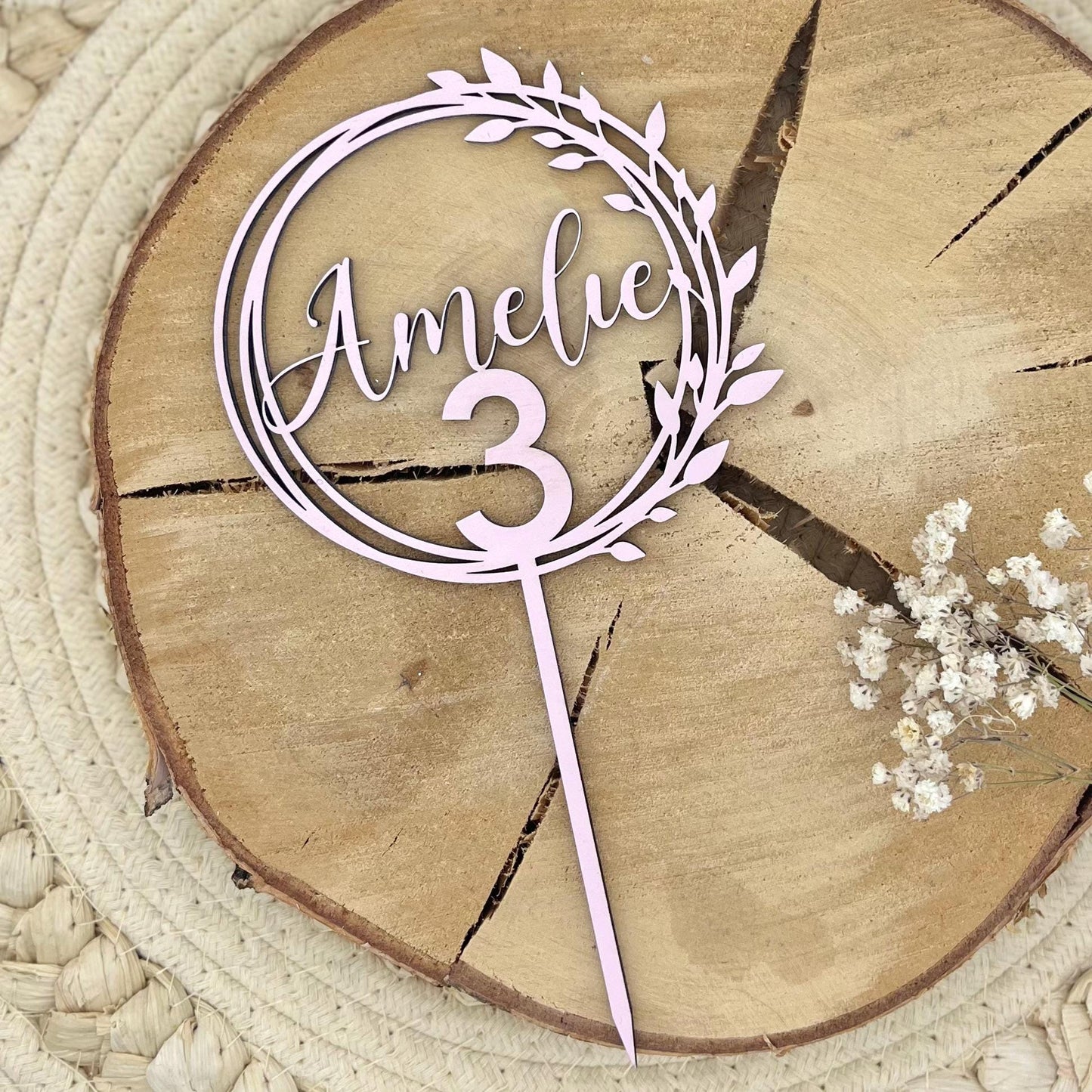 Caketopper aus Holz personalisiert – Name & Zahl für Geburtstag, Taufe & Jubiläum