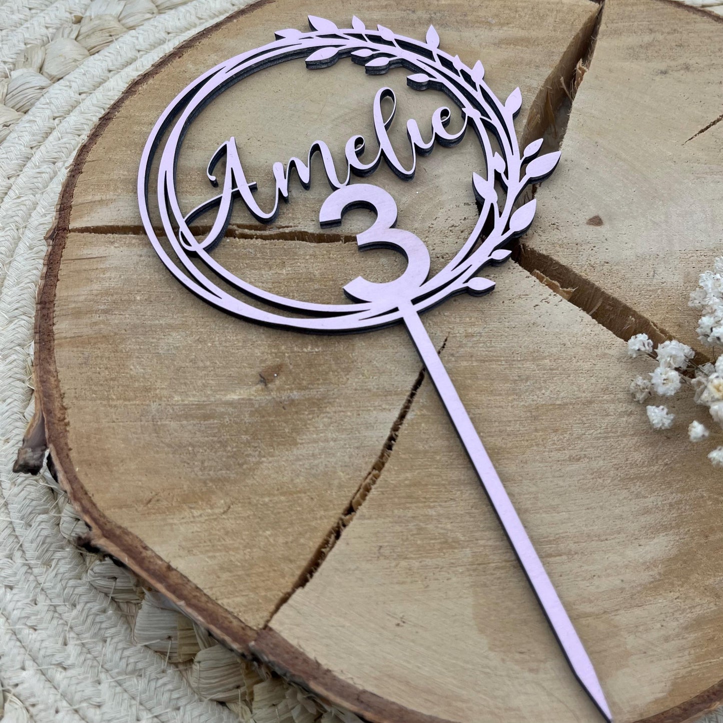 Caketopper aus Holz personalisiert – Name & Zahl für Geburtstag, Taufe & Jubiläum