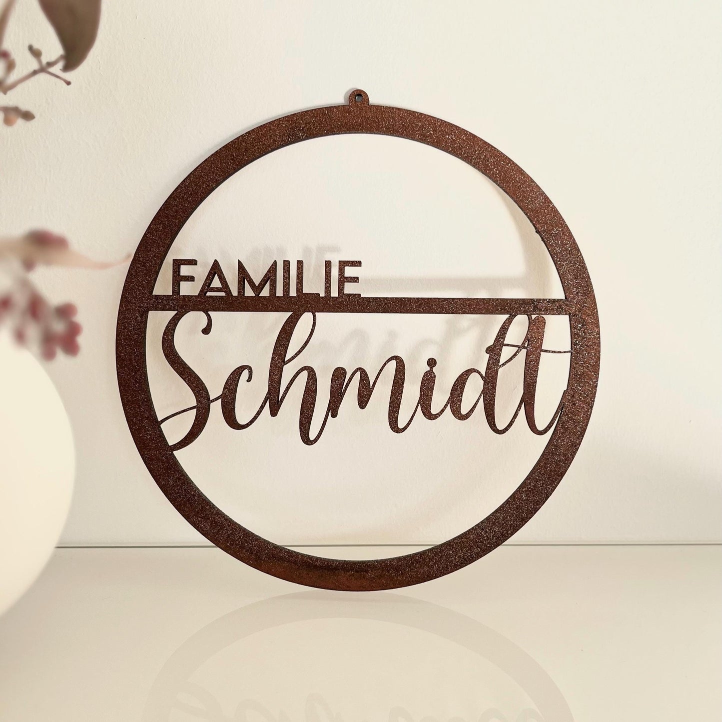 Personalisiertes Türschild Personalisiertes Türkranz Familie rost optik, Eingangstür, Haustür, Einzug, Hochzeit, Wanddeko, Hausbau Richtfest