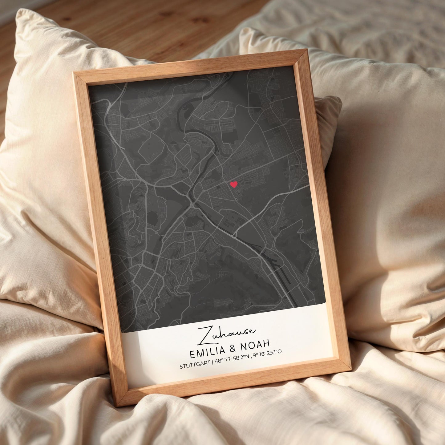 Koordinaten Poster Stadtkarte – Personalisiertes Bild als Einzugsgeschenk oder Erinnerung