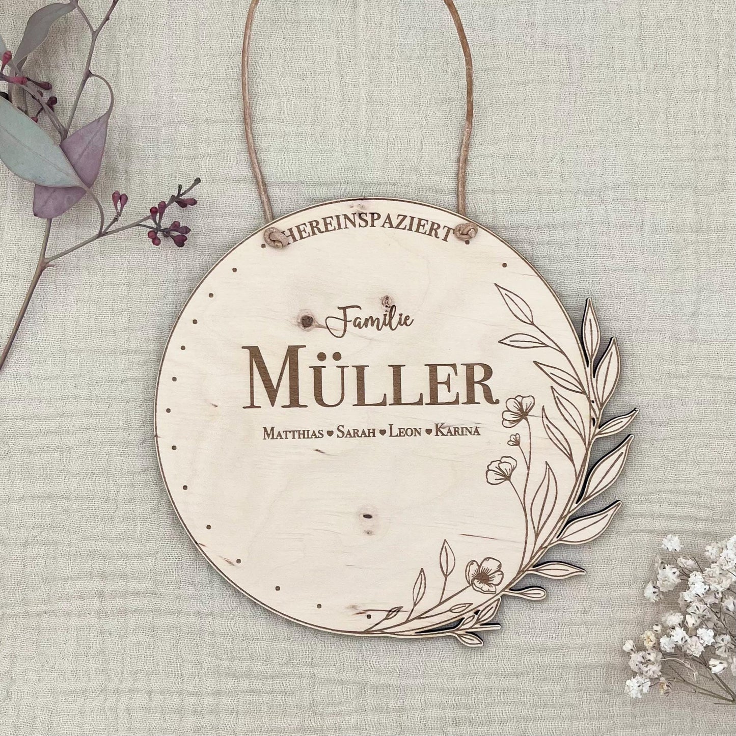 Personalisiertes Türschild Familienschild Namensschild Haustür Geschenk fuer Enkel - Willkommensschild Klingelschild Familienschild Türkranz