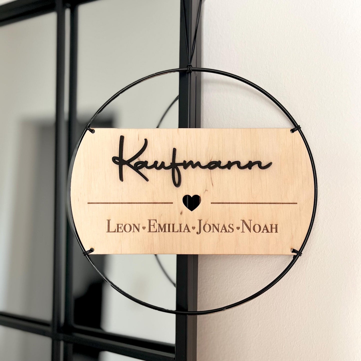 Einzugsgeschenk Haus Einweihungsgeschenk Geschenk zum Einzug Umzug personalisiertes Familienschild im Metallring Türkranz Familienschild