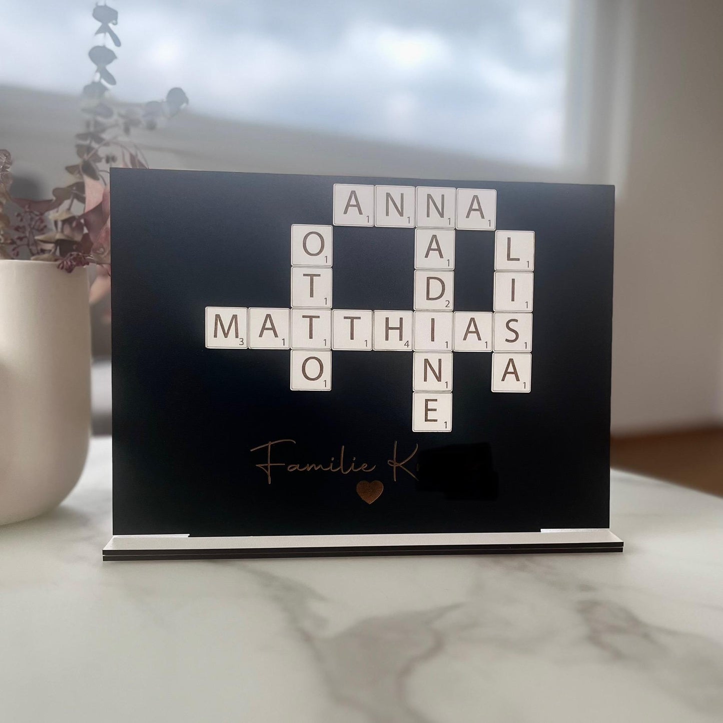 Personalisiertes Familienbild Scrabble Geschenk Hochzeit, Familie, Muttertag, Valentinstag, Ostern, Weihnachten, Vatertag, Mama, Papa, Oma