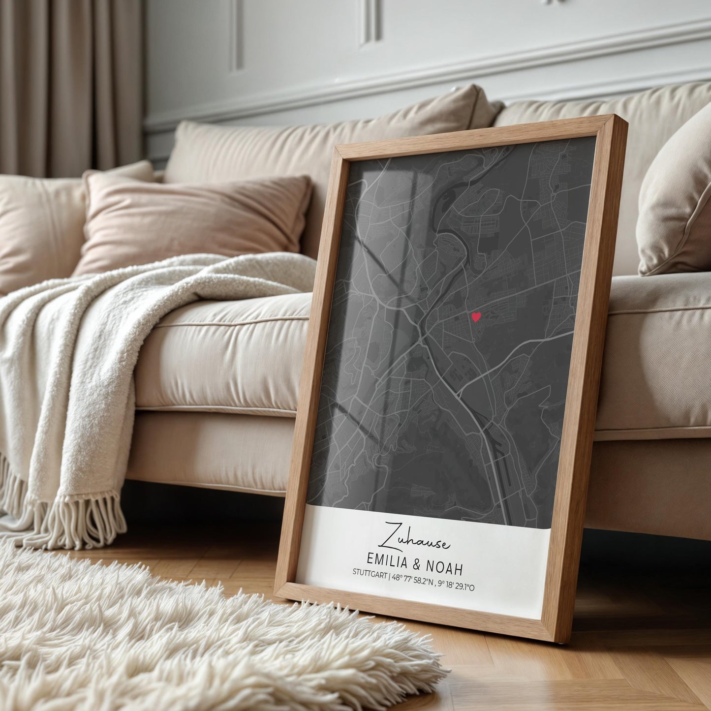 Koordinaten Poster Stadtkarte – Personalisiertes Bild als Einzugsgeschenk oder Erinnerung